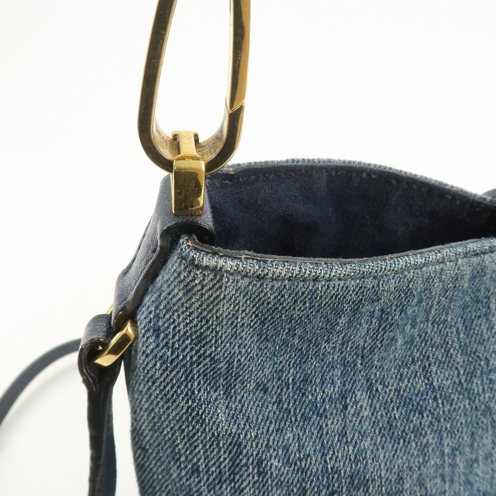 MIU MIU Madras Leather Denim 2Way Bag Hand Bag Shoulder Bag RR1951