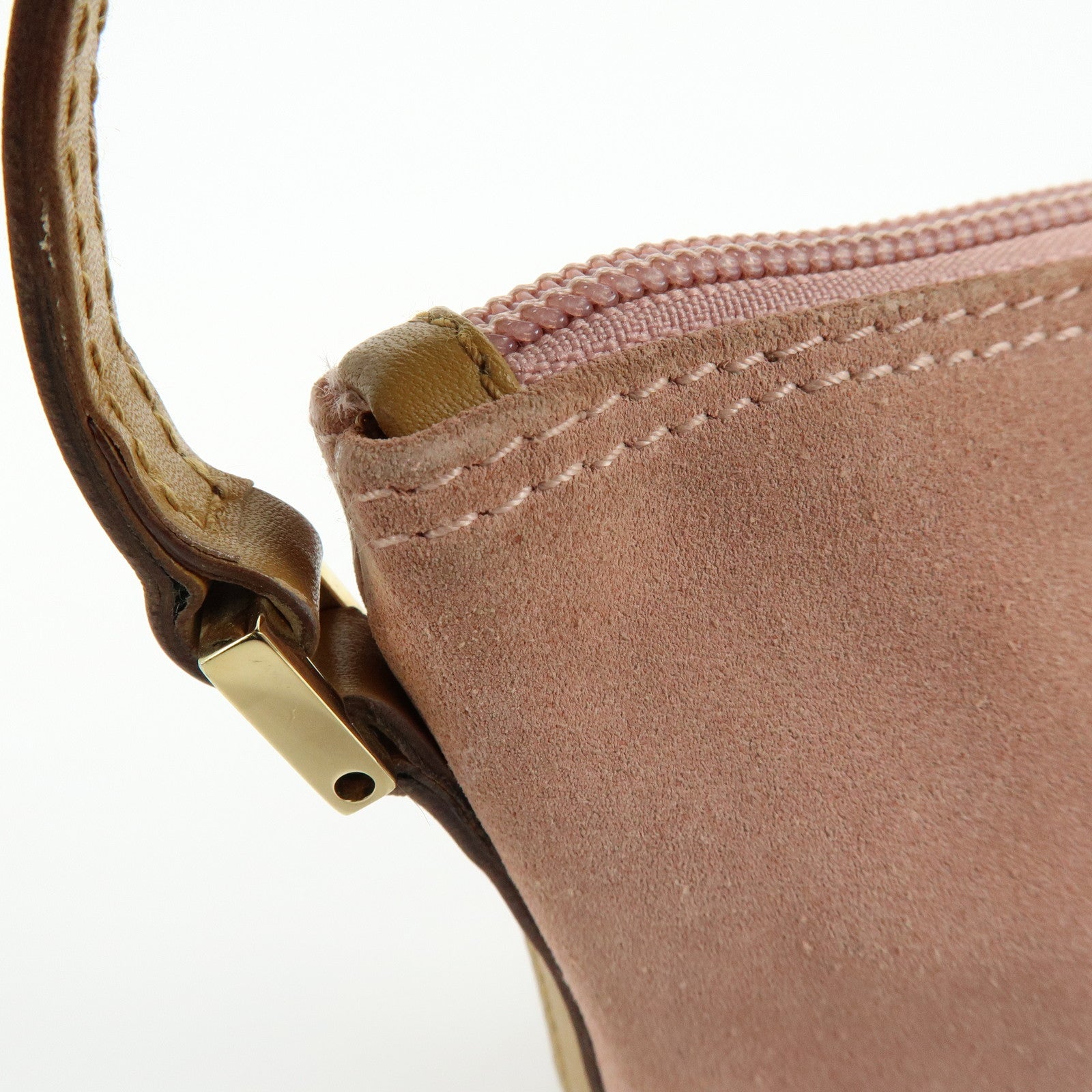 GUCCI Boat Bag Suede Leather Accessory Pouch Hand Bag Pink 039.1103