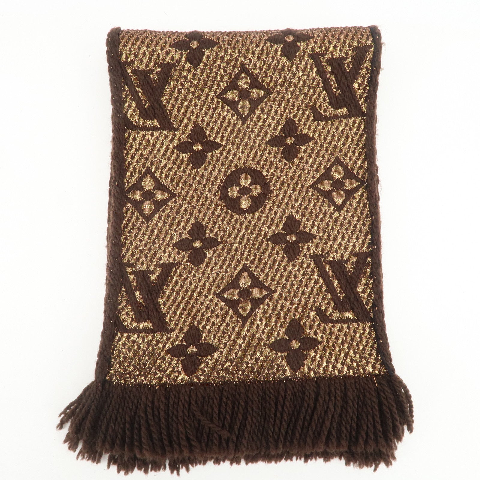 Louis Vuitton Echarpe Logomania Shine Wool Silk Scarf Brown M71383