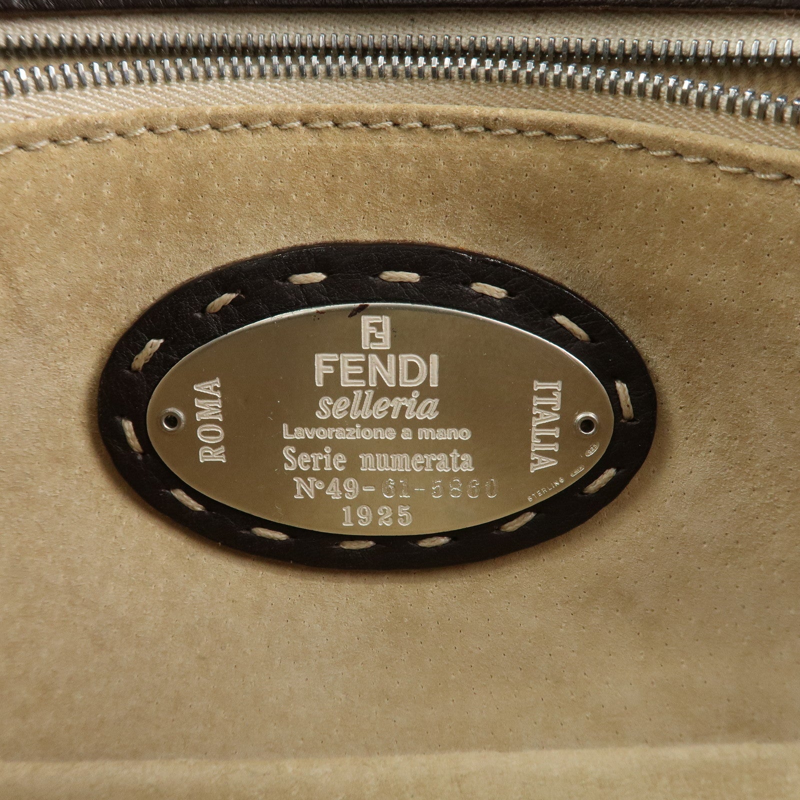 FENDI Mamma Baguette Selleria Logo Leather Shoulder Bag 8BR000