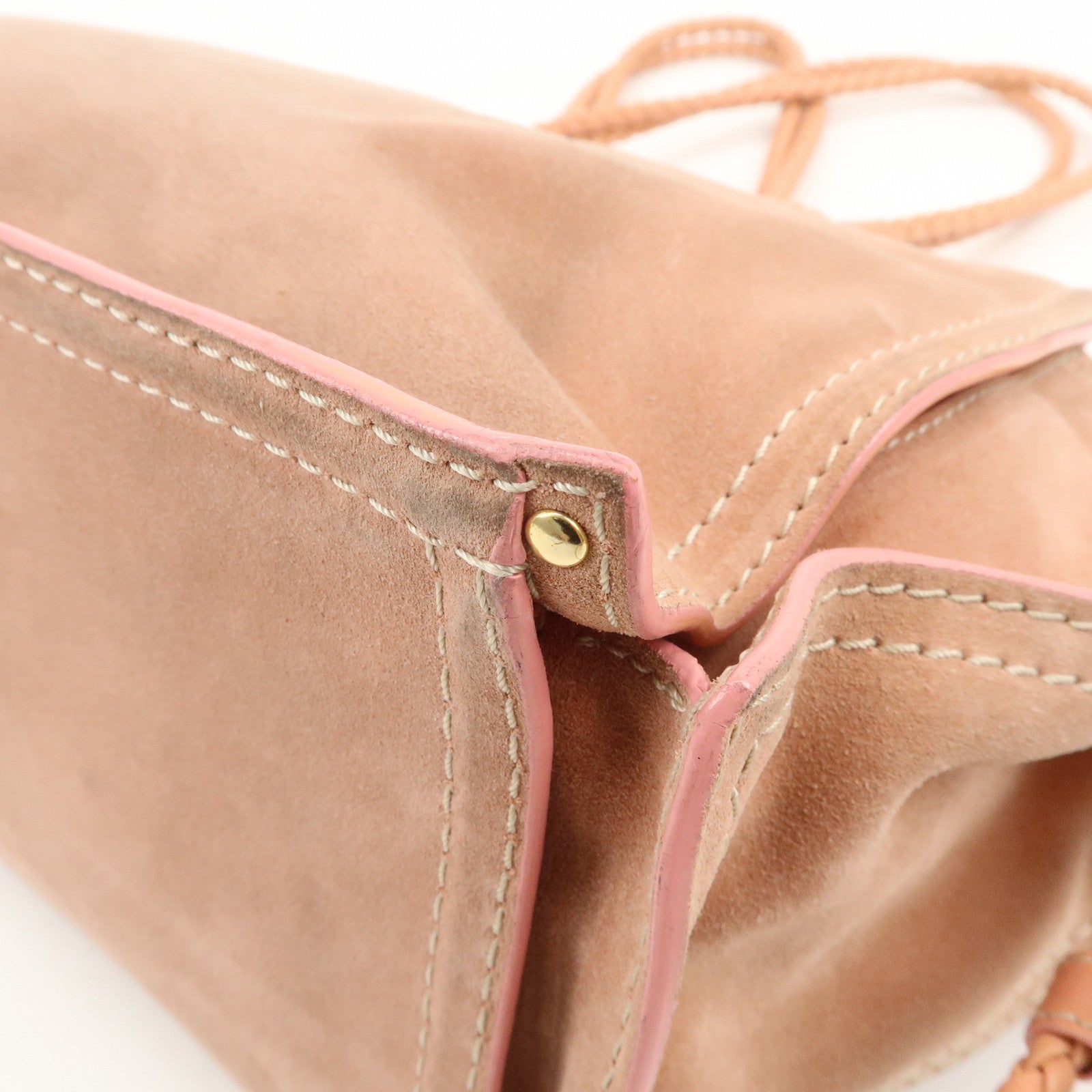 LOEWE Logo Suede Leather Tote Bag Shoulder Bag Pink