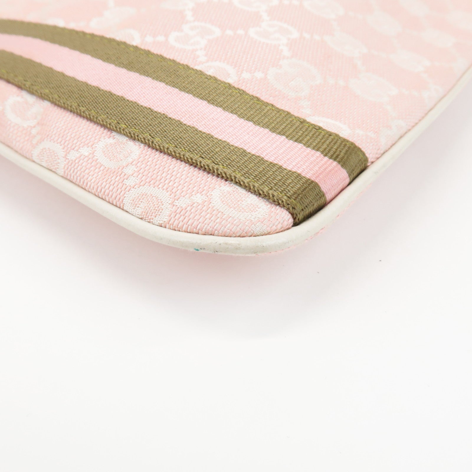 GUCCI Sherry GG Canvas Leather Shoulder Bag Pink 144388