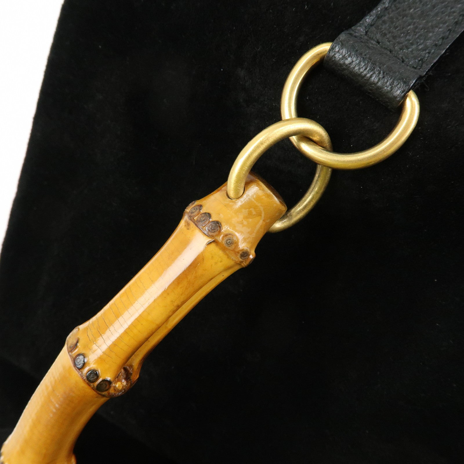 GUCCI Bamboo Suede Leather Backpack Rucksuck Black 003・2855・0043・0