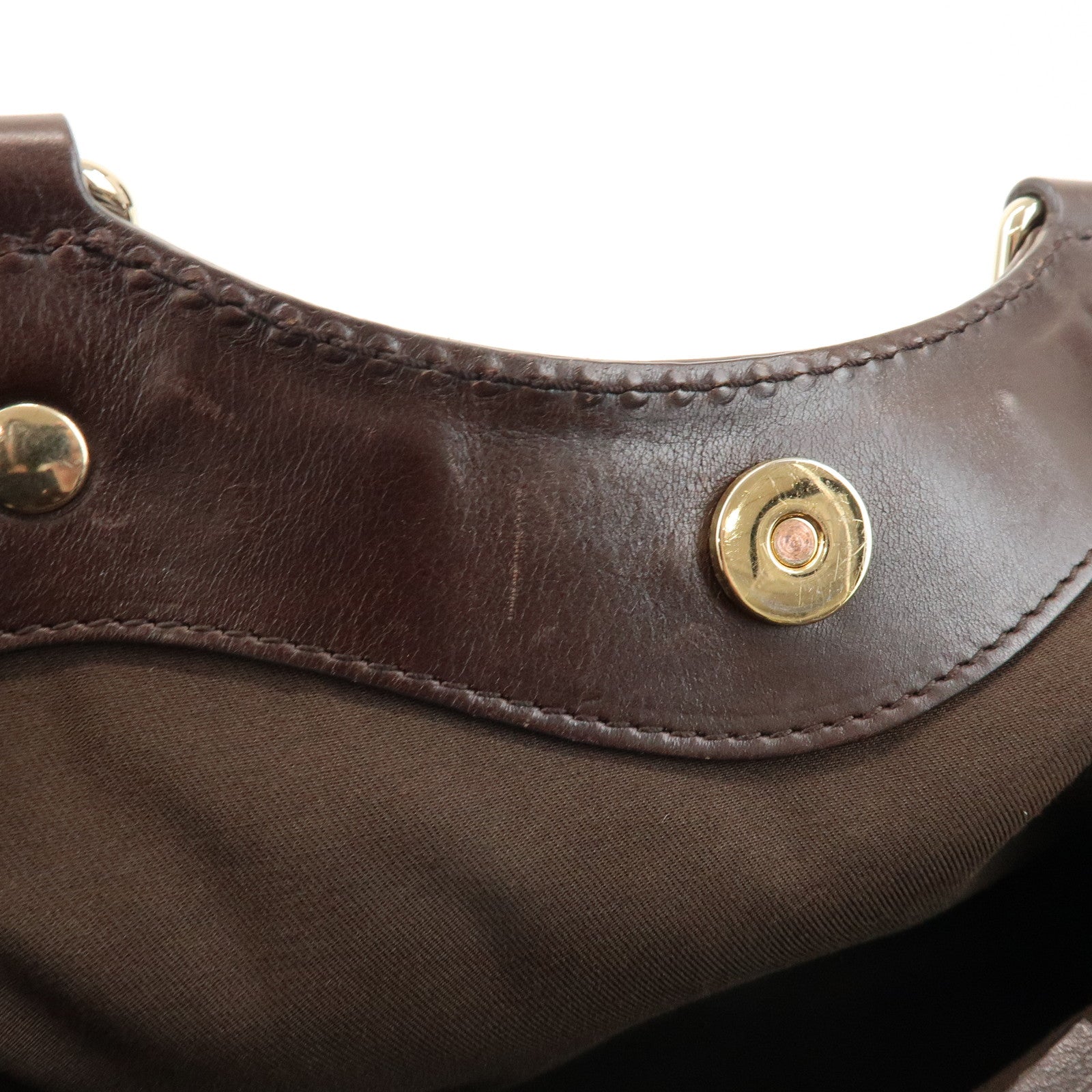 GUCCI Sukey Interlocking G Leather Tote Bag Hand Bag Brown 211944