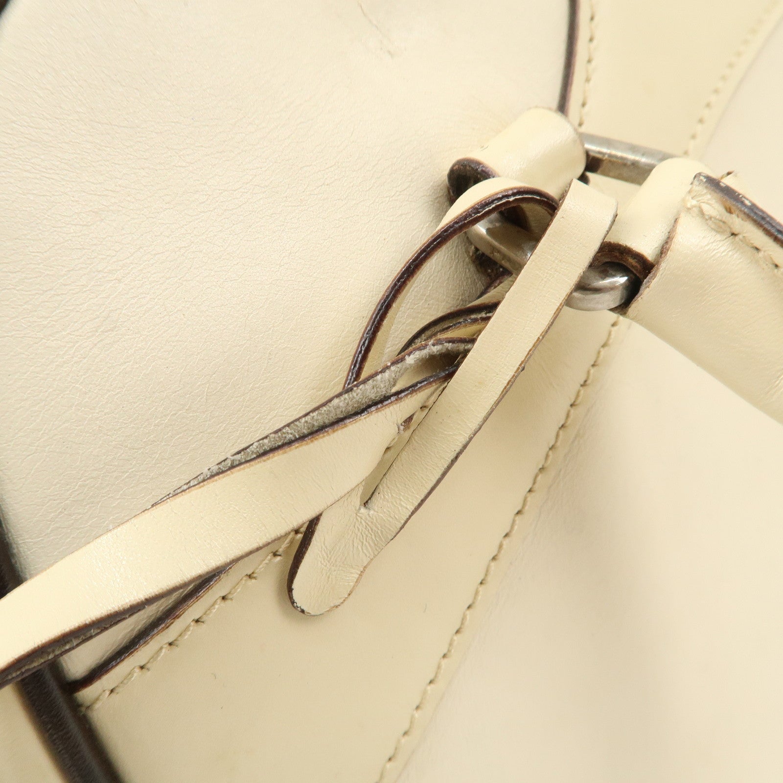PRADA Leather Bowling Bag Boston Bag Shoulder Bag Ivory BL0049 Used