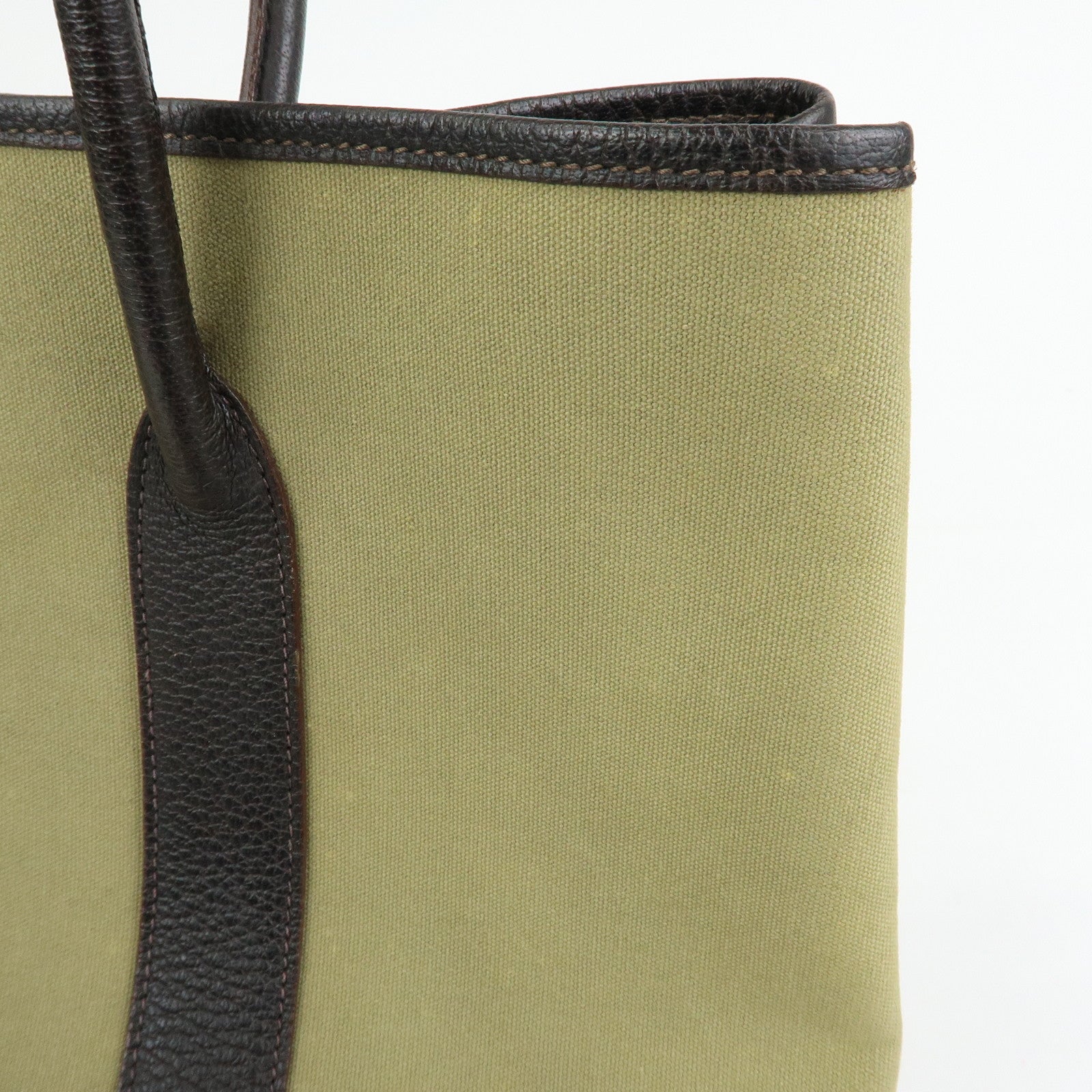 HERMES Toile Ash Negonda Garden Party PM □F Stamped Tote Bag Khaki