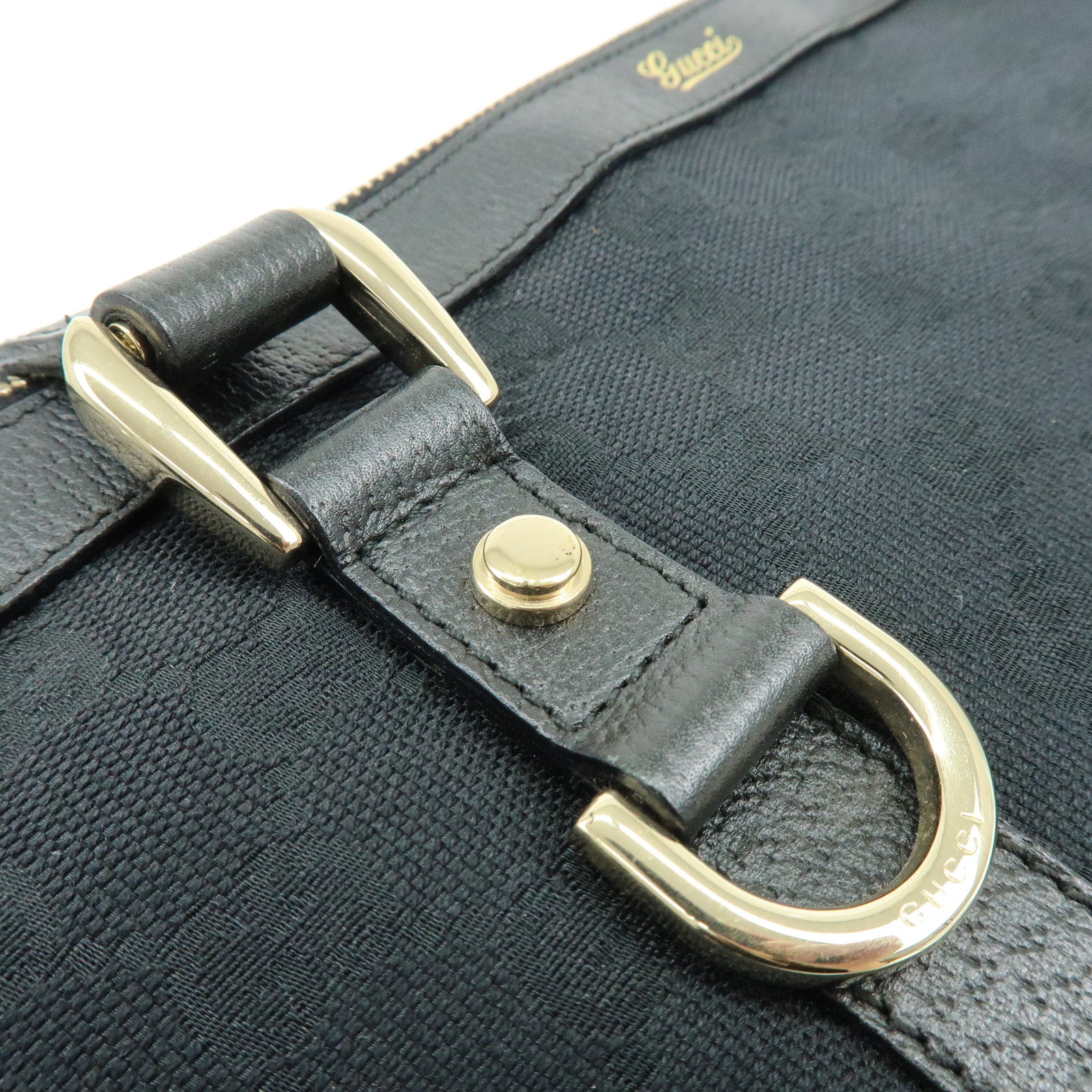 GUCCI Abbey GG Canvas Leather Tote Bag Shoulder Bag Black 141470