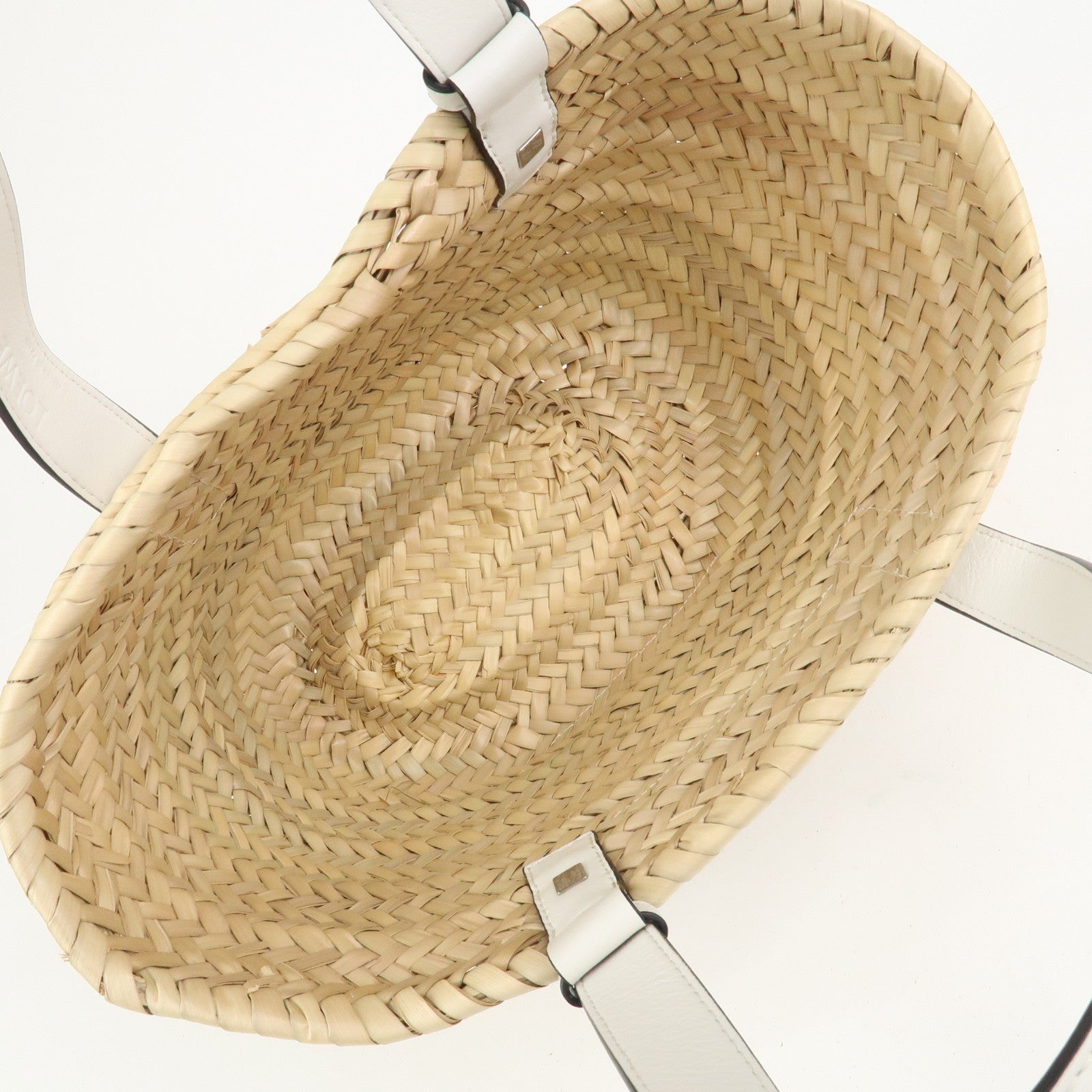 LOEWE Anagram Raffia Leather Small Basket Bag Hand Bag Natural