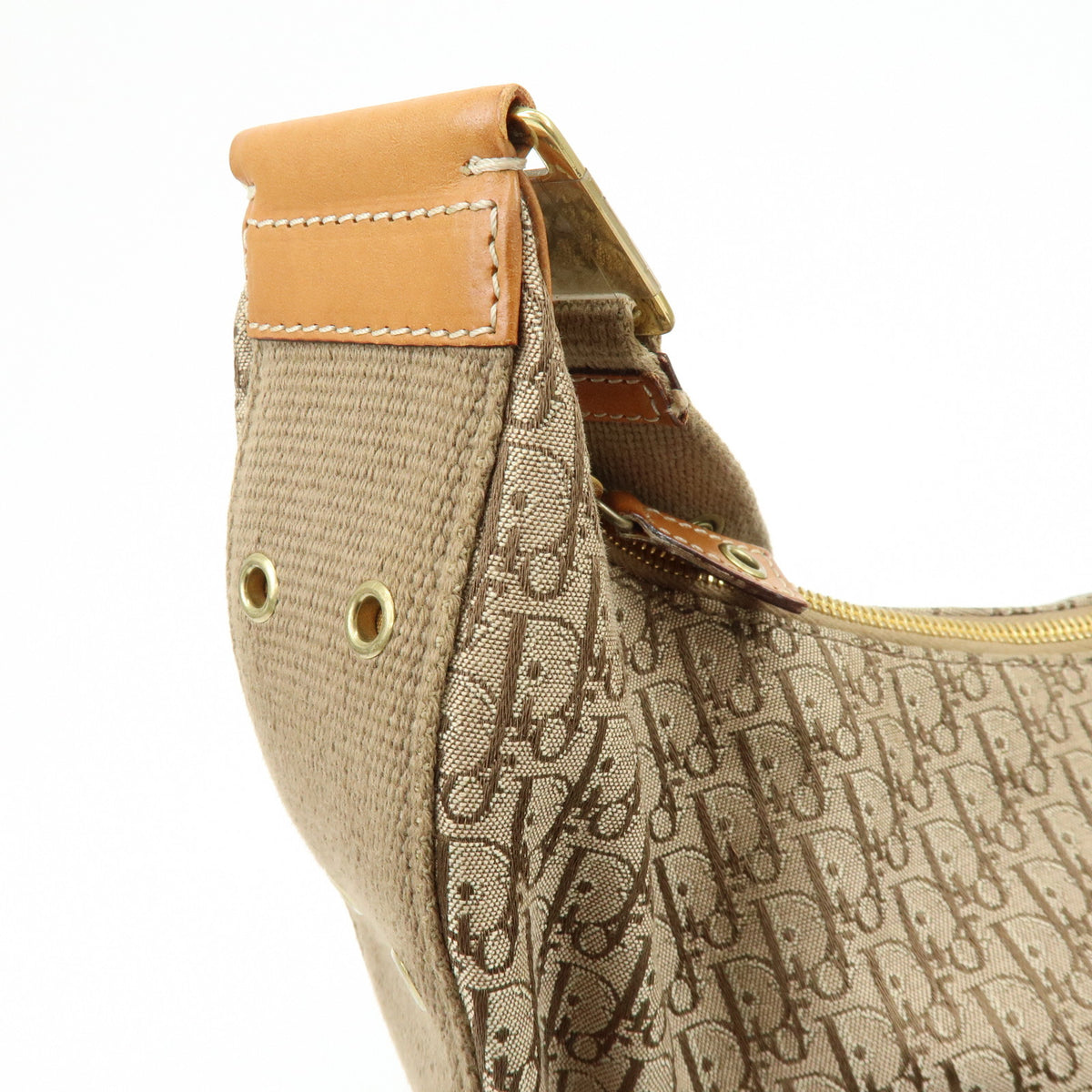 Christian Dior Trotter Canvas Leather Shoulder Crossbody Bag Beige