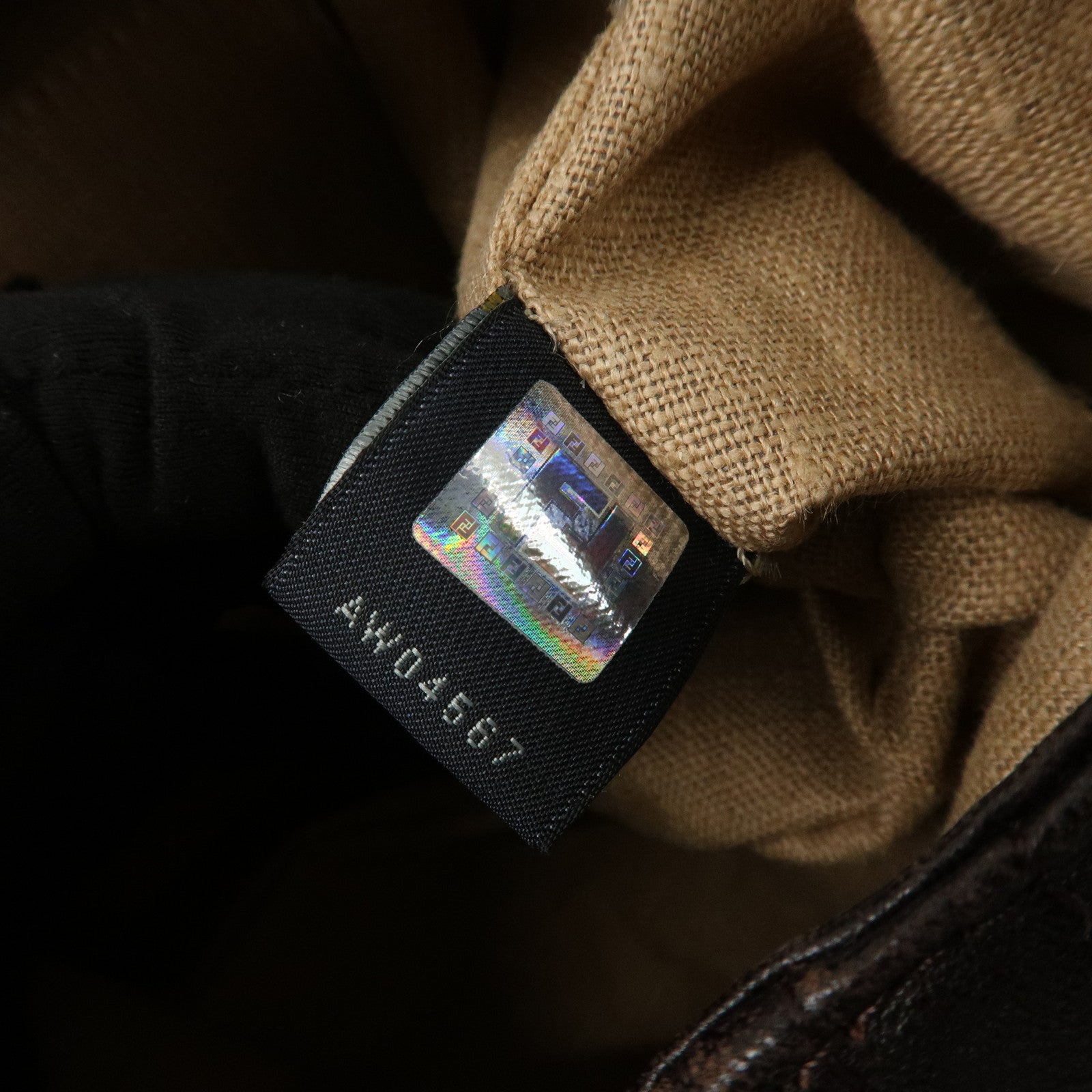 FENDI Zucca Mini Spy Canvas Leather Hand Bag Brown Black 8BR589 Used