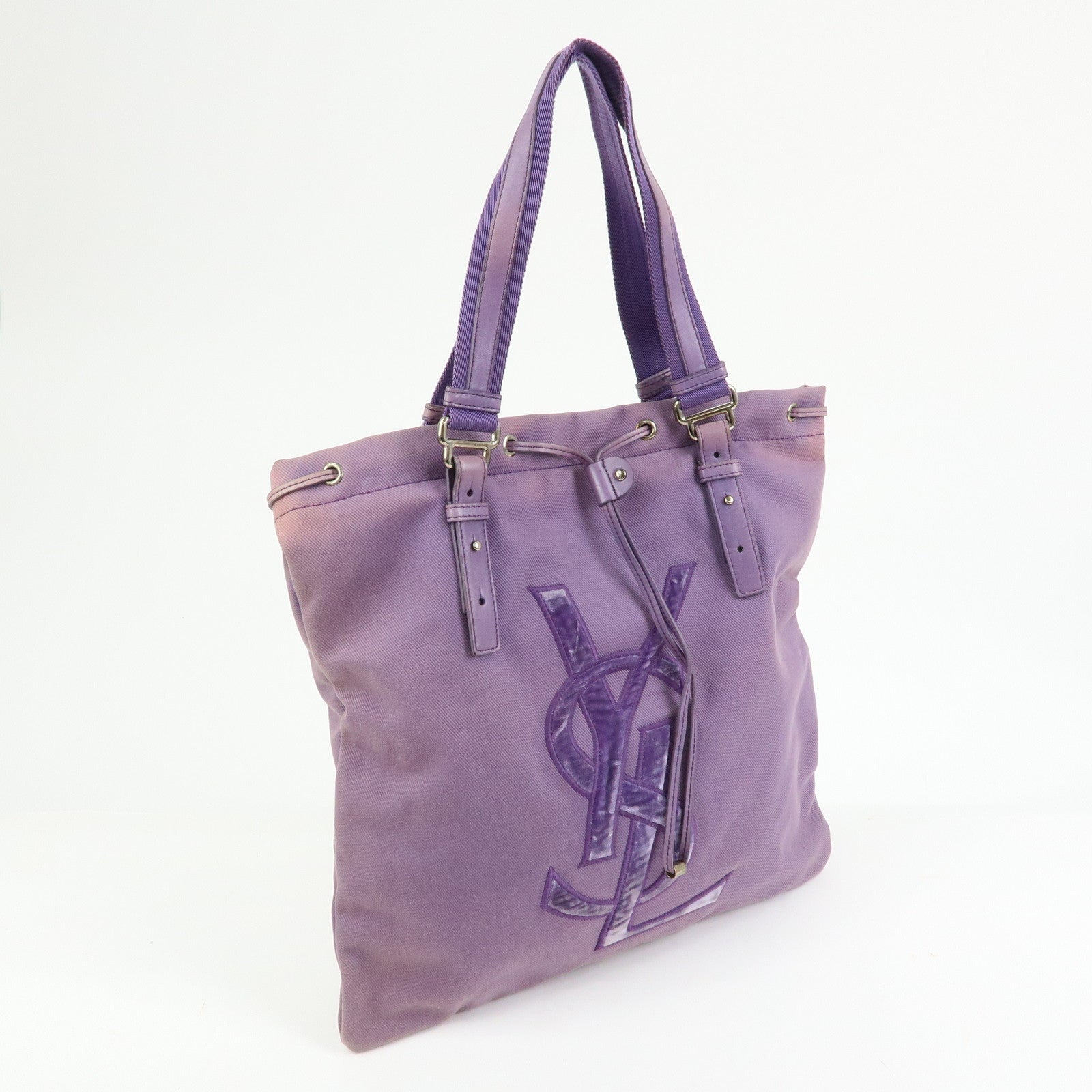 SAINT LAURENT PARIS Kahala Cassandra Canvas Tote Bag Purple 121631