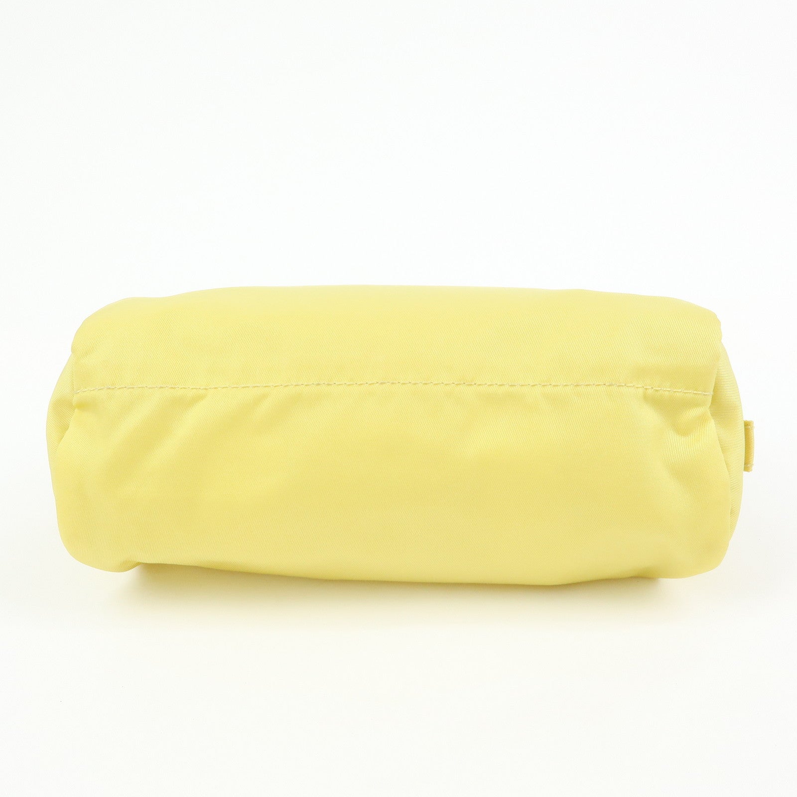 PRADA Triangle Logo Nylon Saffiano Leather Cosmetic Pouch Yellow