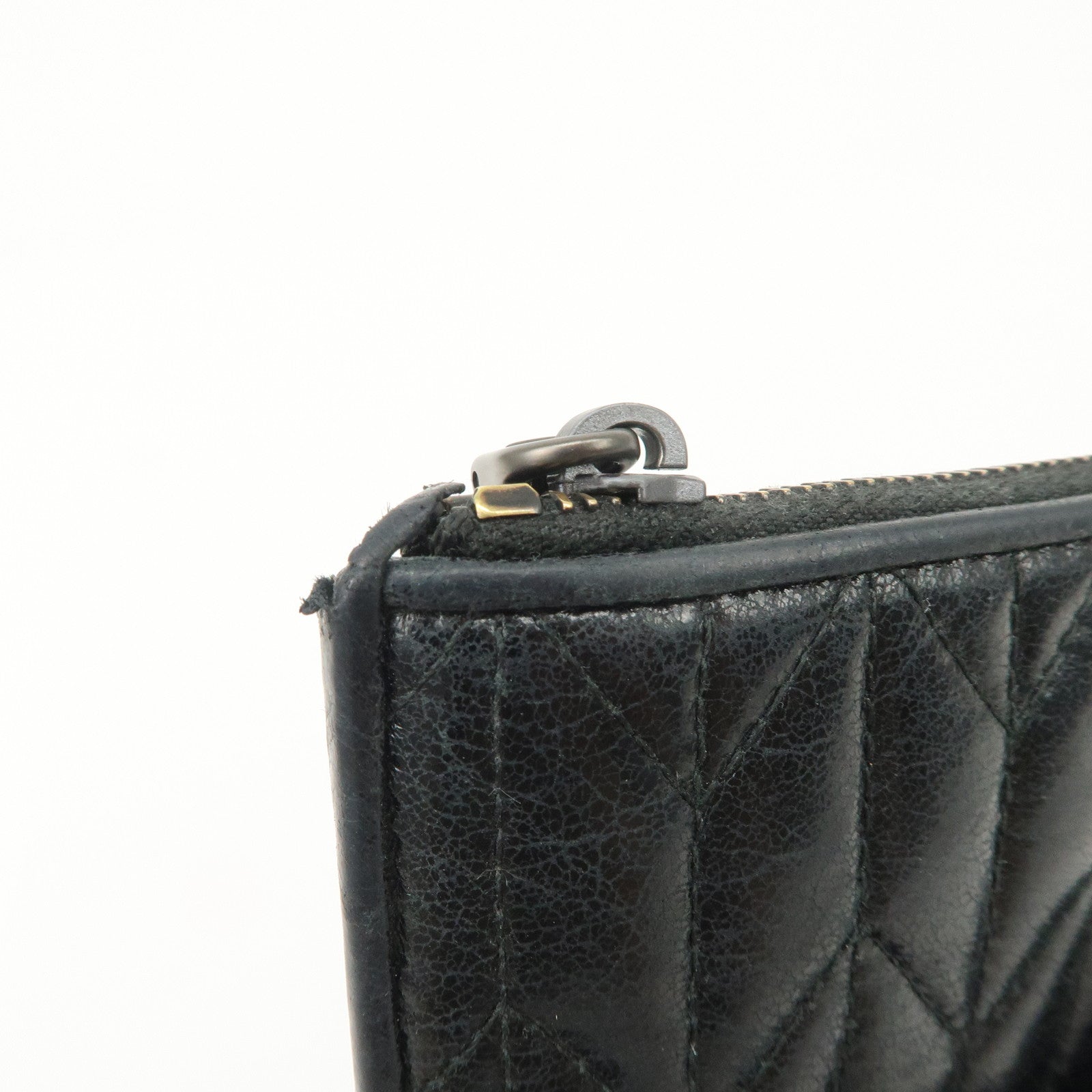 MIU MIU Matelasse Leather Card Case Black 5MB006 Used