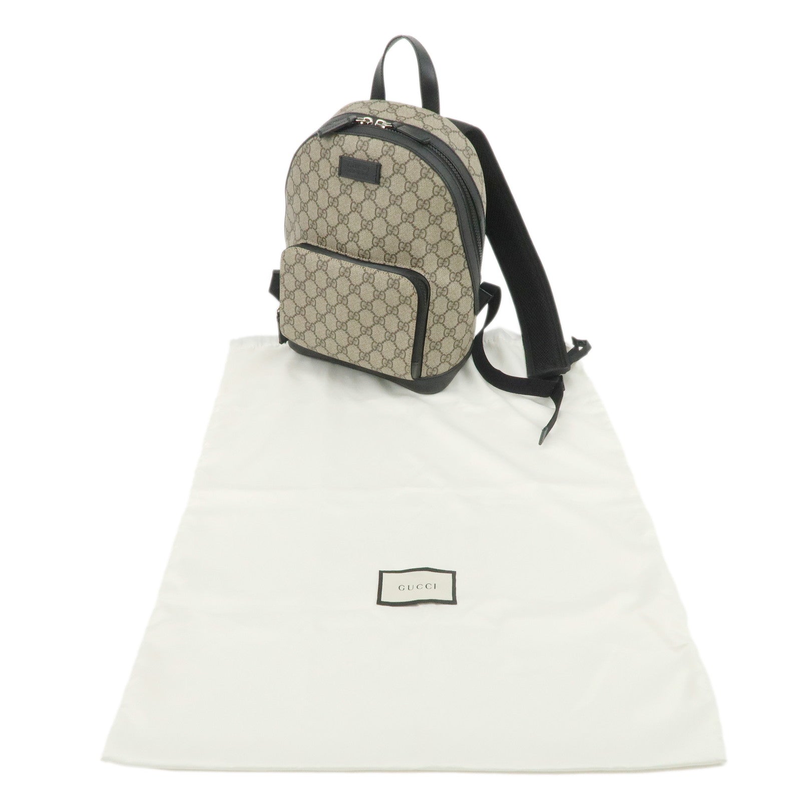 GUCCI GG Supreme Nylon Leather Backpack Rucksack Beige Black 429020