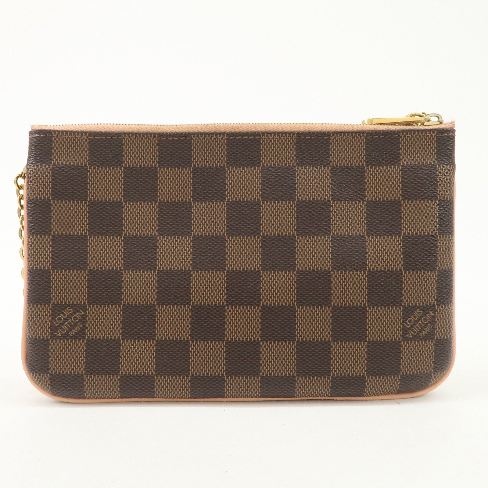 Louis Vuitton Damier Pochette Double Zip Shoulder Bag Brown N60254 Used