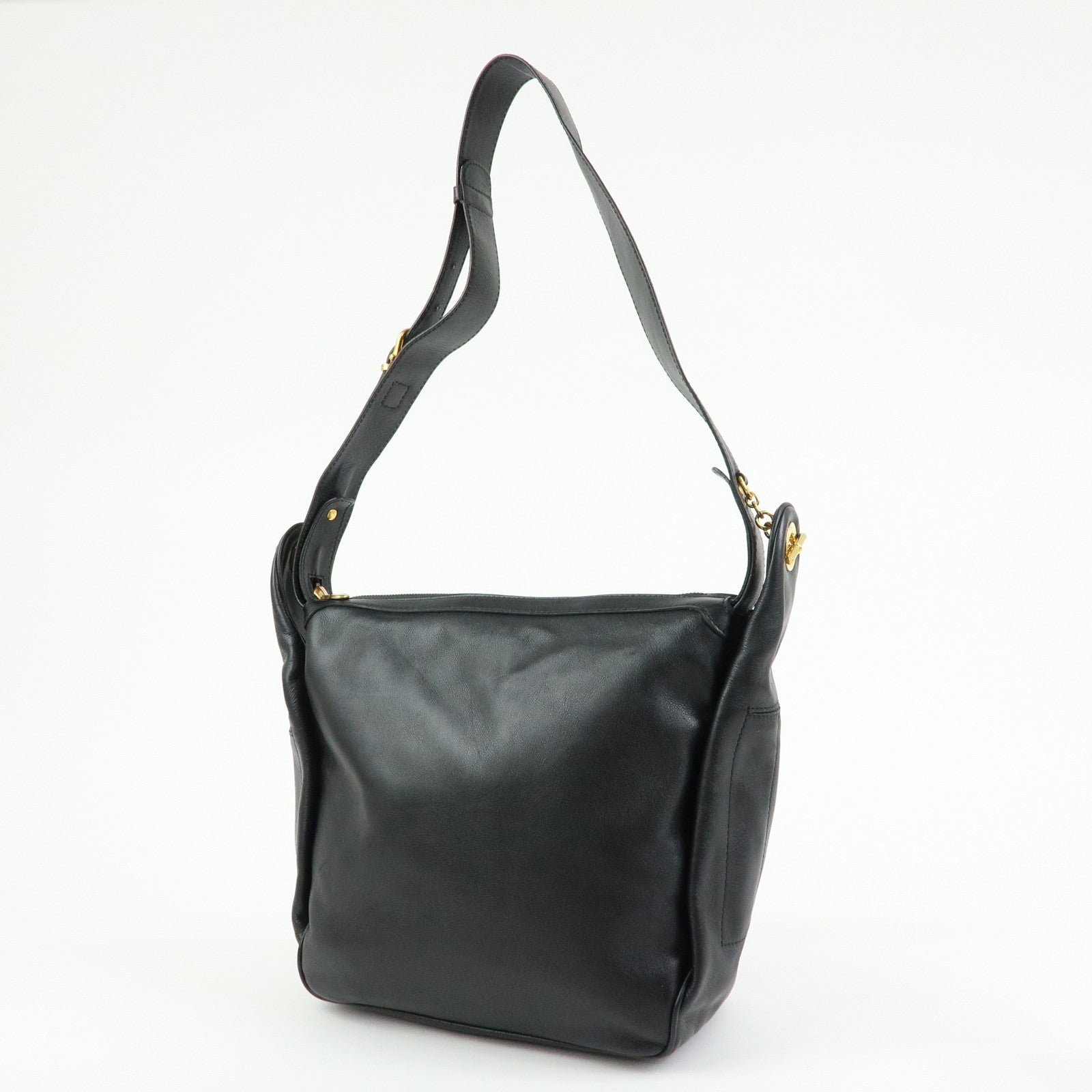 CELINE Leather Toggle Belt Shoulder Bag Crossbody Bag Black