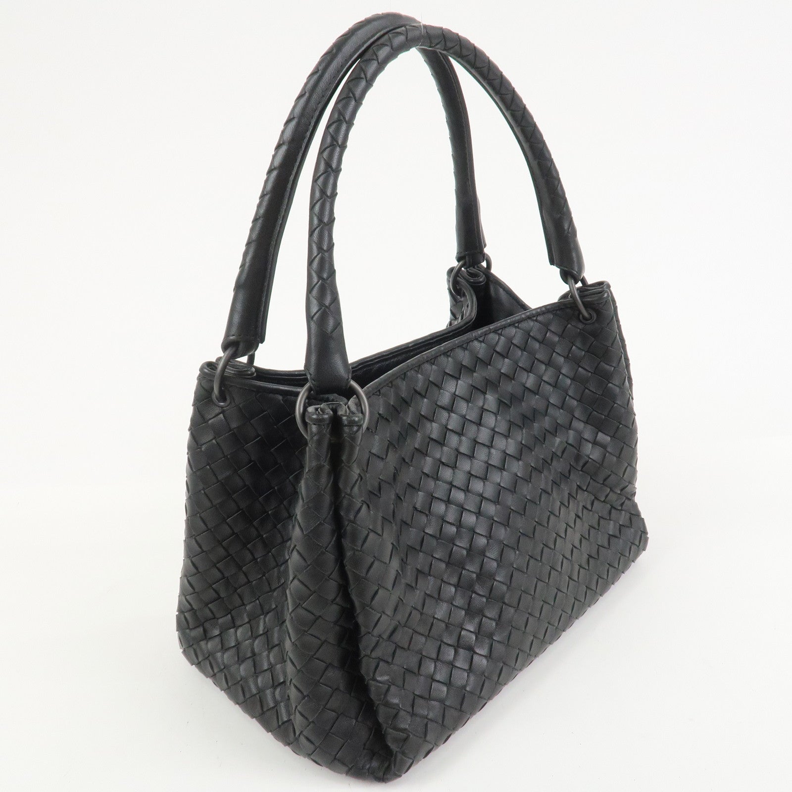 BOTTEGA VENETA Intrecciato Leather Tote Bag Hand Bag Black