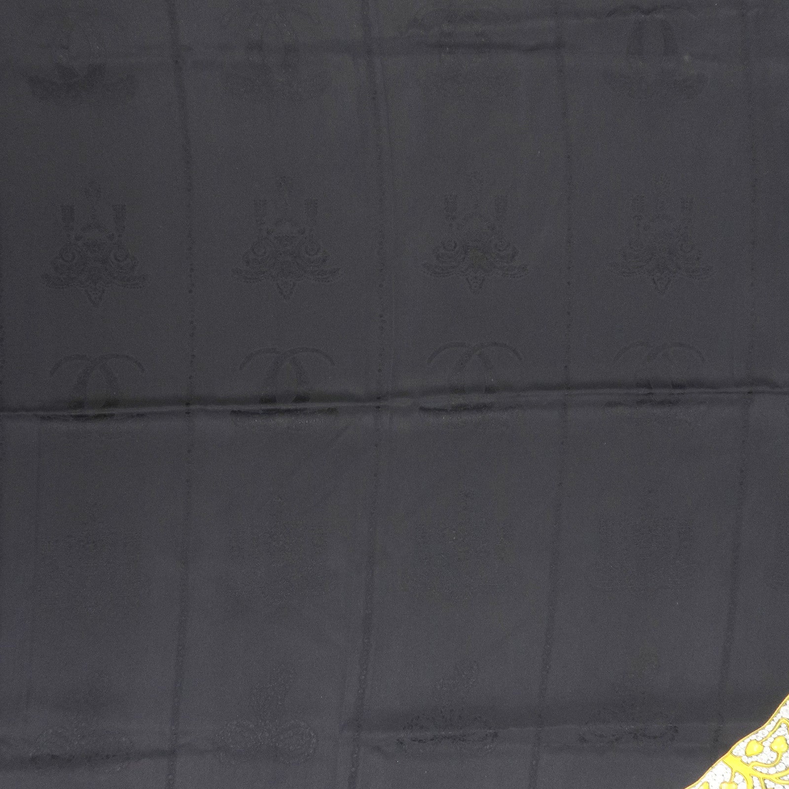Cartier Must de Cartier Silk 100% Scarf Bijou Pattern Black Yellow