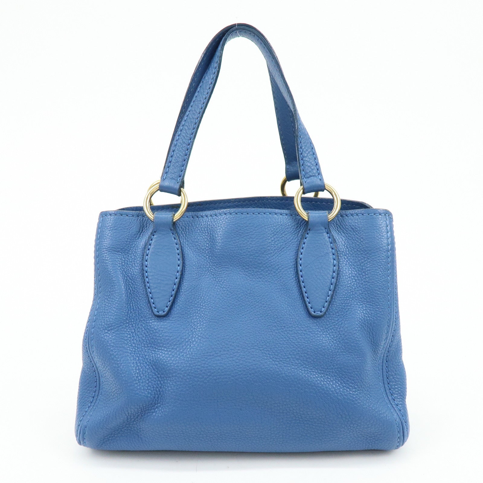 MIU MIU Logo Leather 2Way Bag Hand Bag Shoulder Bag Blue RR1945