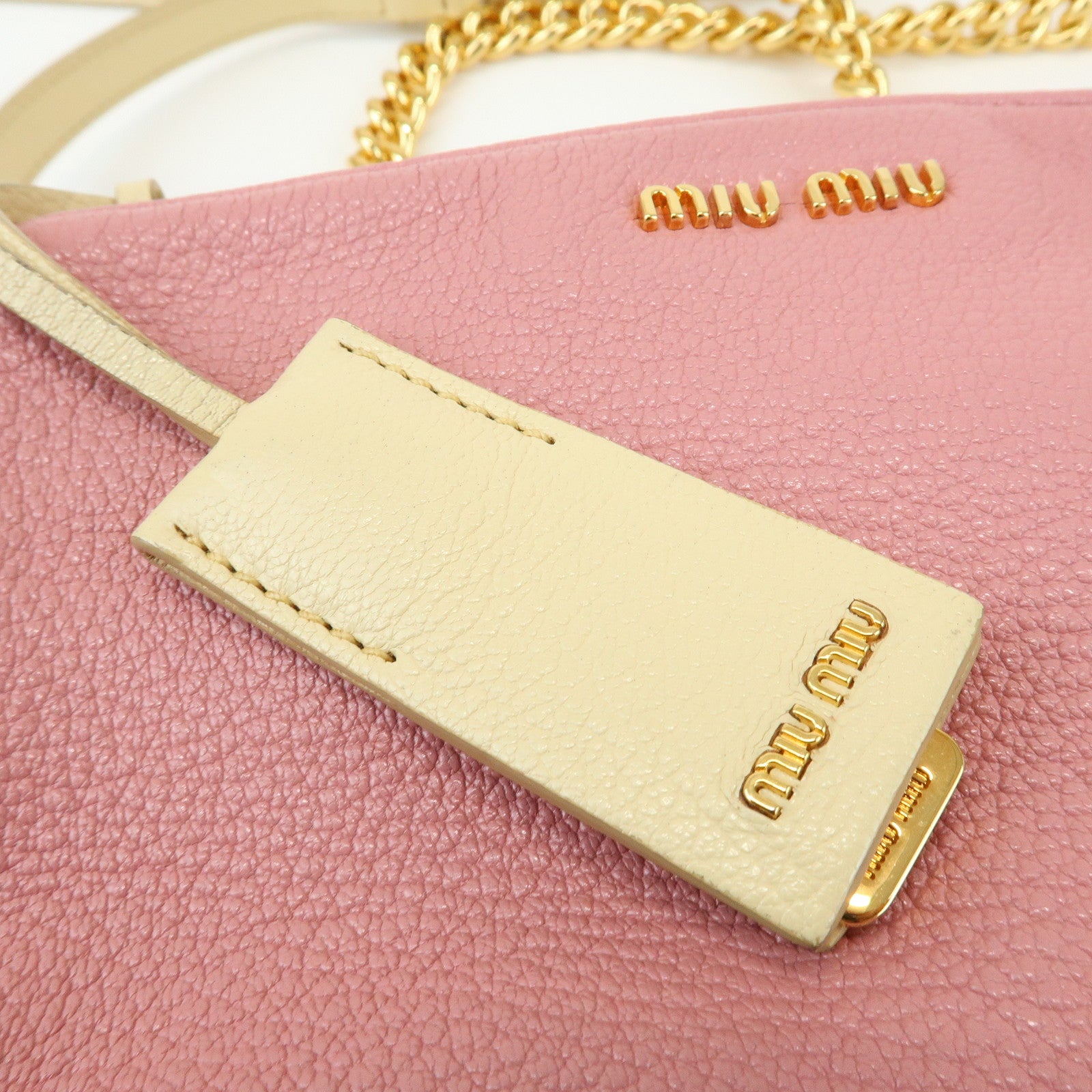 MIU MIU Camera Bag Chain Shoulder Bag Pink Light Blue