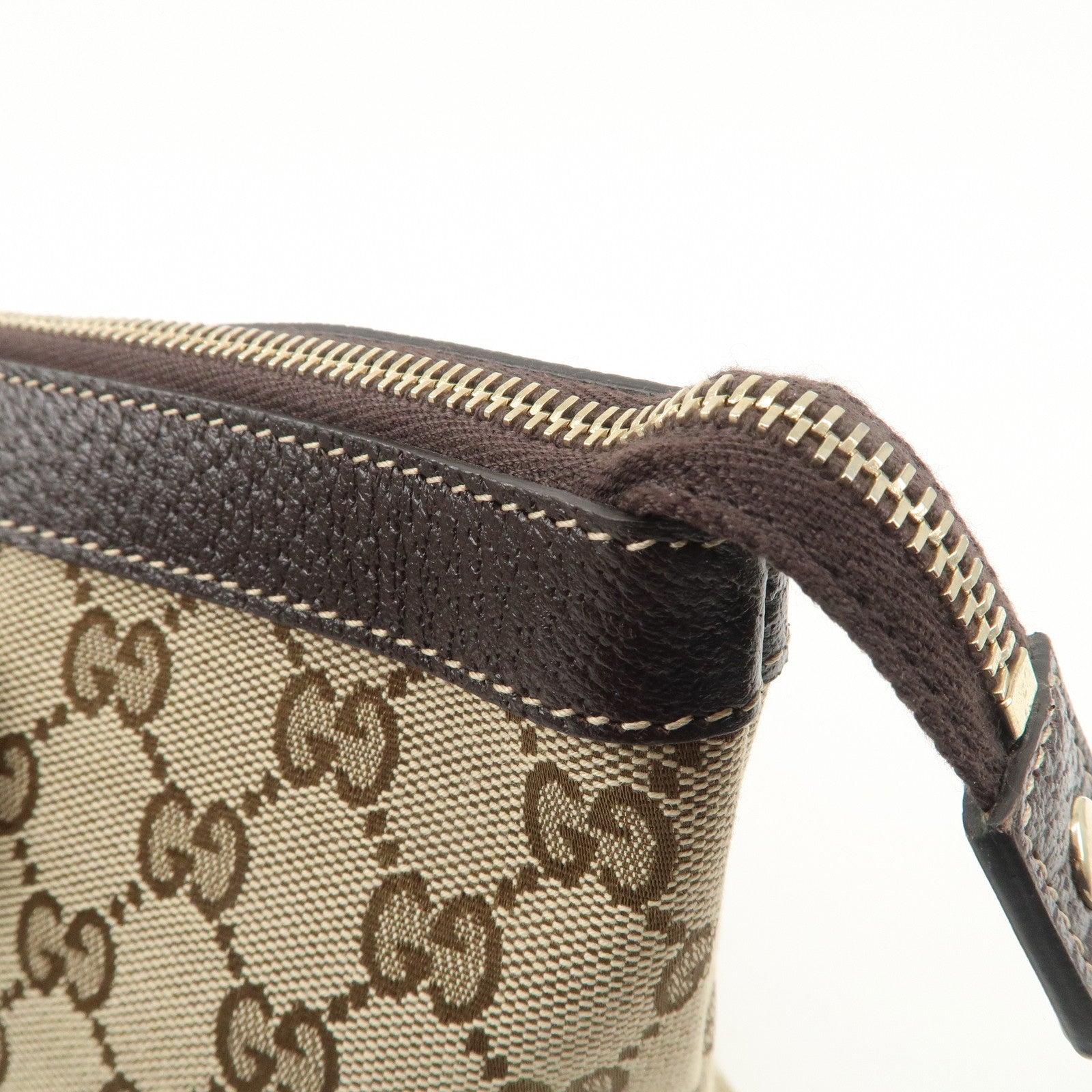 GUCCI Abbey GG Canvas Leather Shoulder Bag Beige Brown 141470 Used