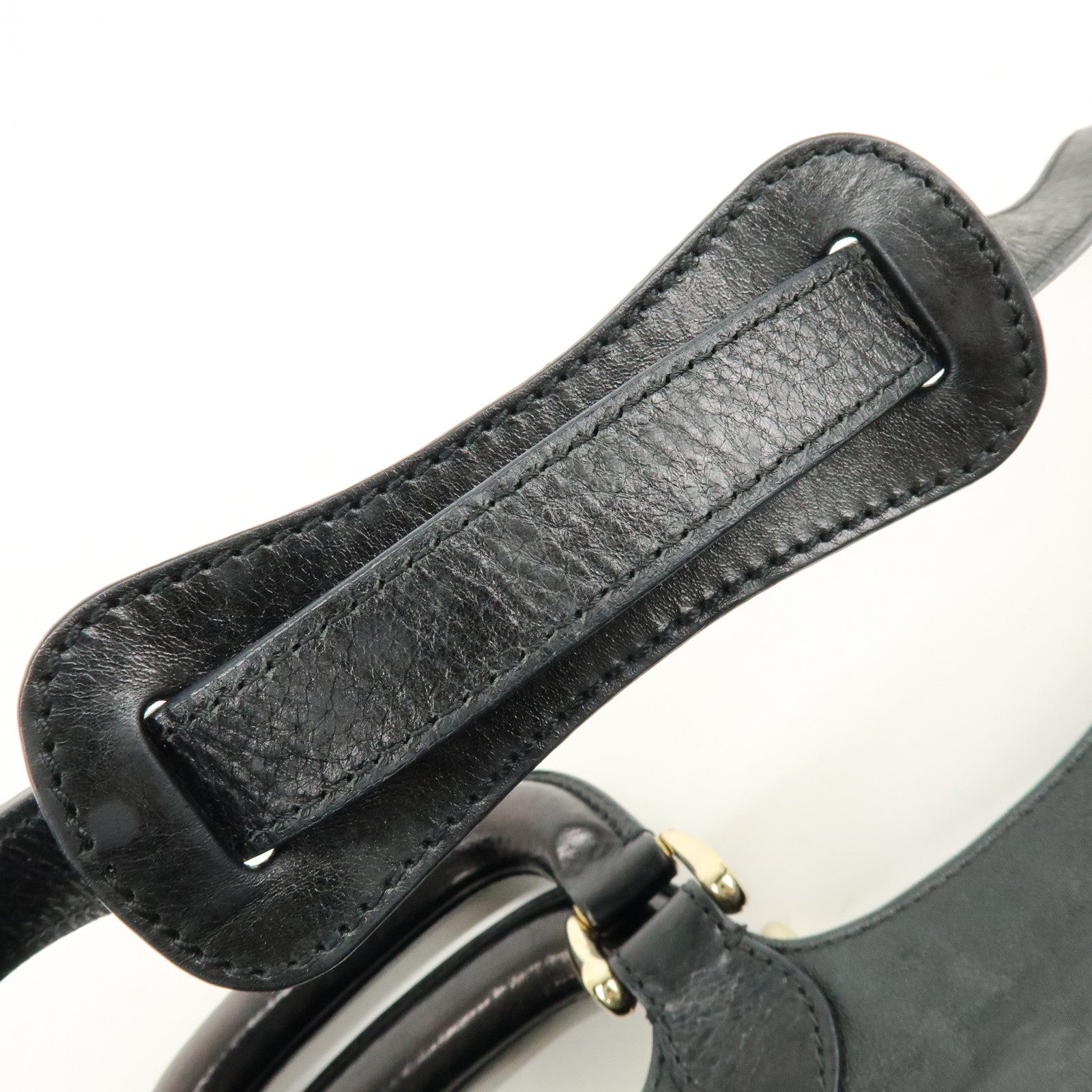 FENDI Leather 2Way Bag Hand Bag Shoulder Bag Black 8BR529