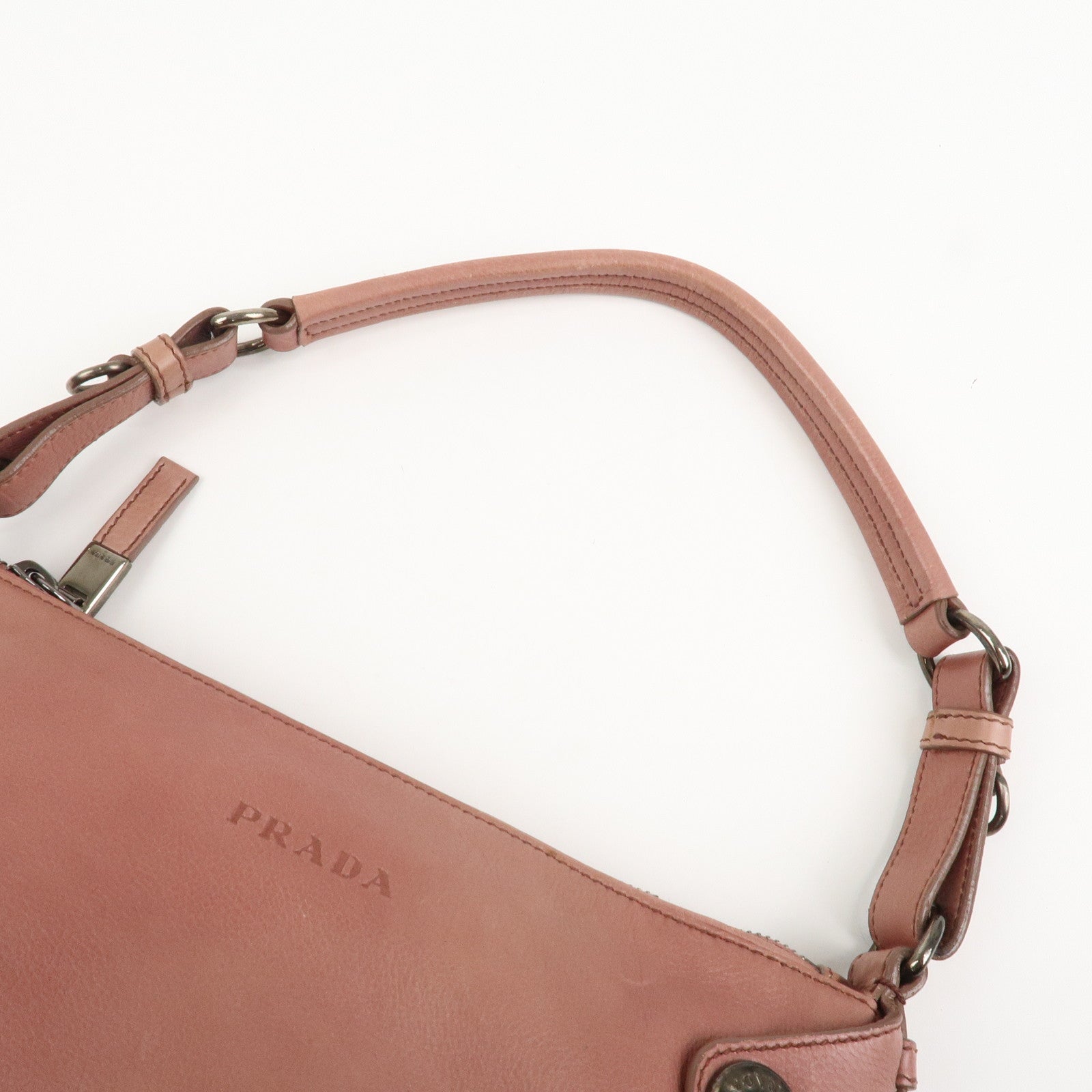 PRADA Leather Shoulder Bag Hand Bag Pink