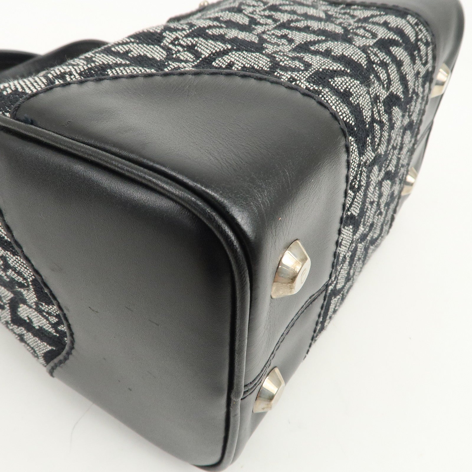 Christian Dior Trotter Canvas Leather Boston Bag Black
