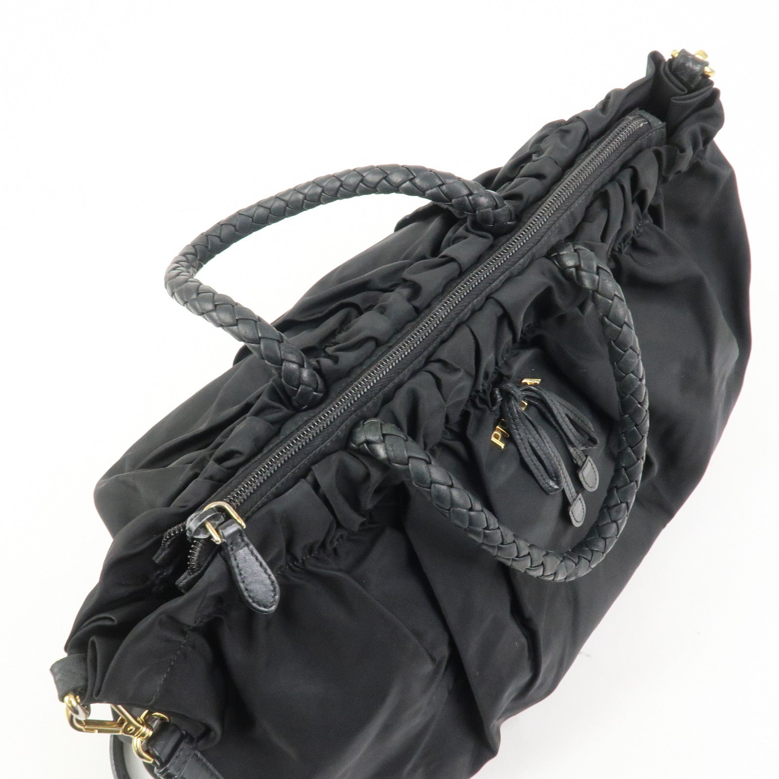 PRADA Tessuto Nylon Leather 2Way Bag Tote Bag Shoulder Bag BN1845