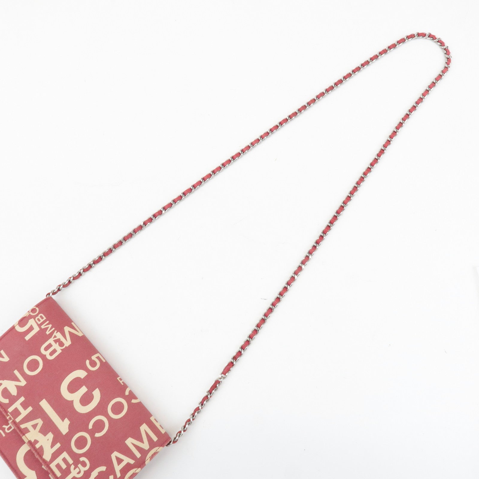 CHANEL By Sea Line Canvas Chain Shoulder Bag Red Used