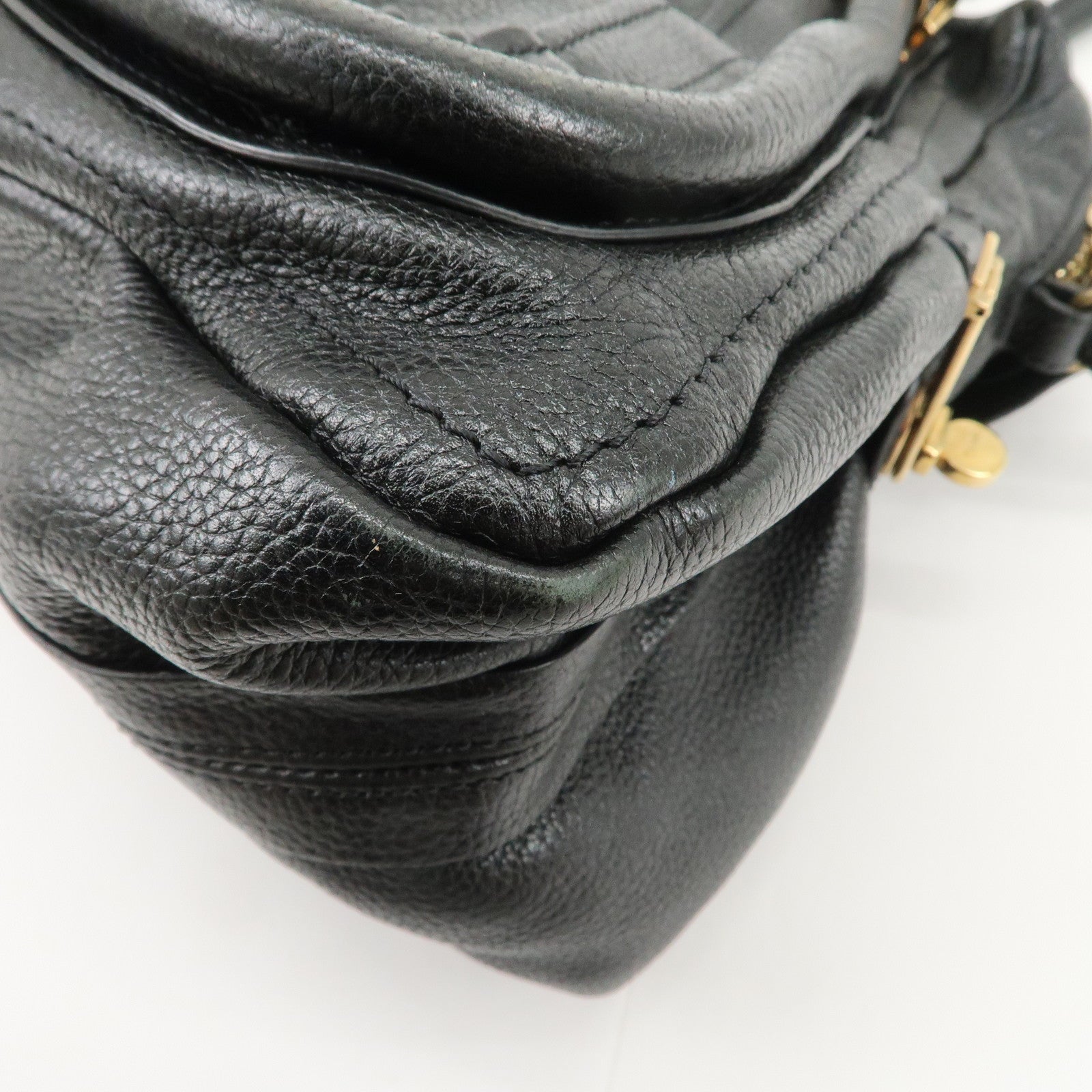 Chloe Paraty Logo Leather 2WAY Bag Shoulder Bag Hand Bag Black