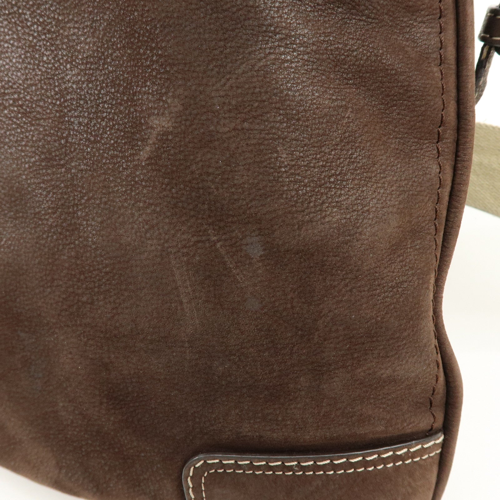 LOEWE Anagram Leather Canvas Shoulder Bag Crossbody Bag Brown Beige