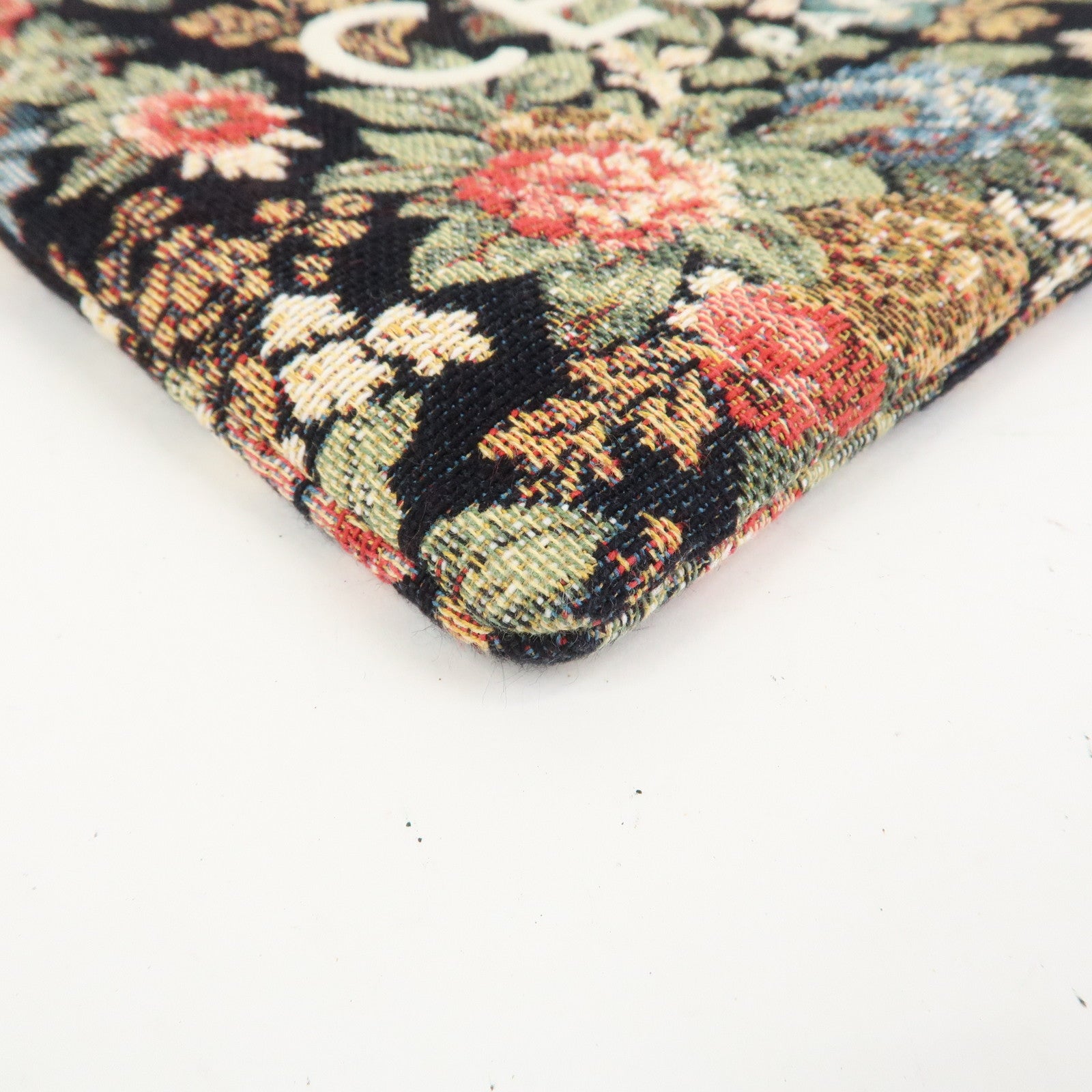 CELINE Jacquard Leather Clutch Bag Second Bag Black Multicolor