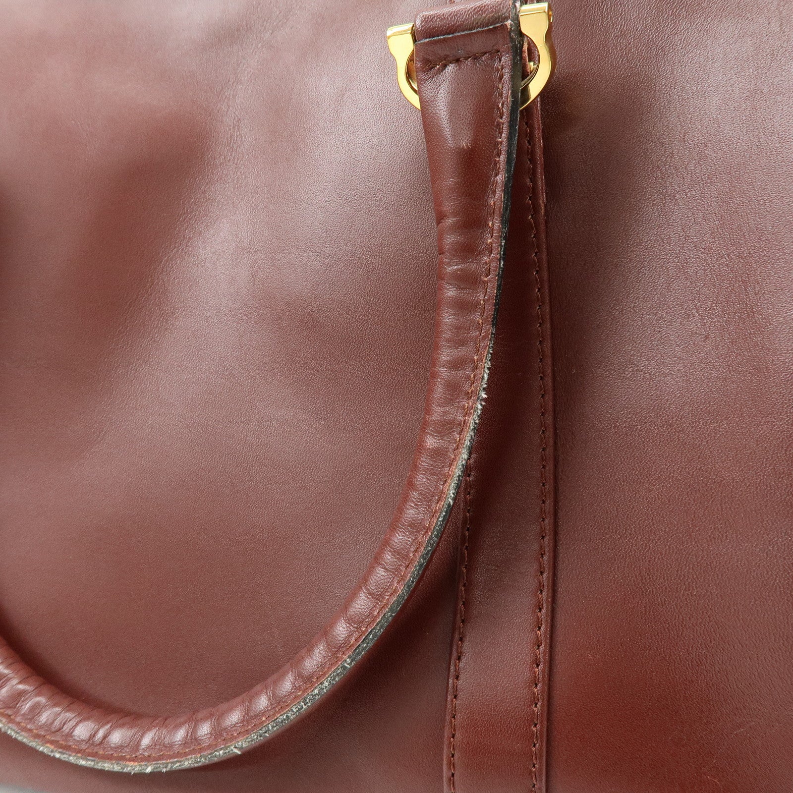 Cartier Must de Cartier Leather Boston Bag Hand Bag Bordeaux