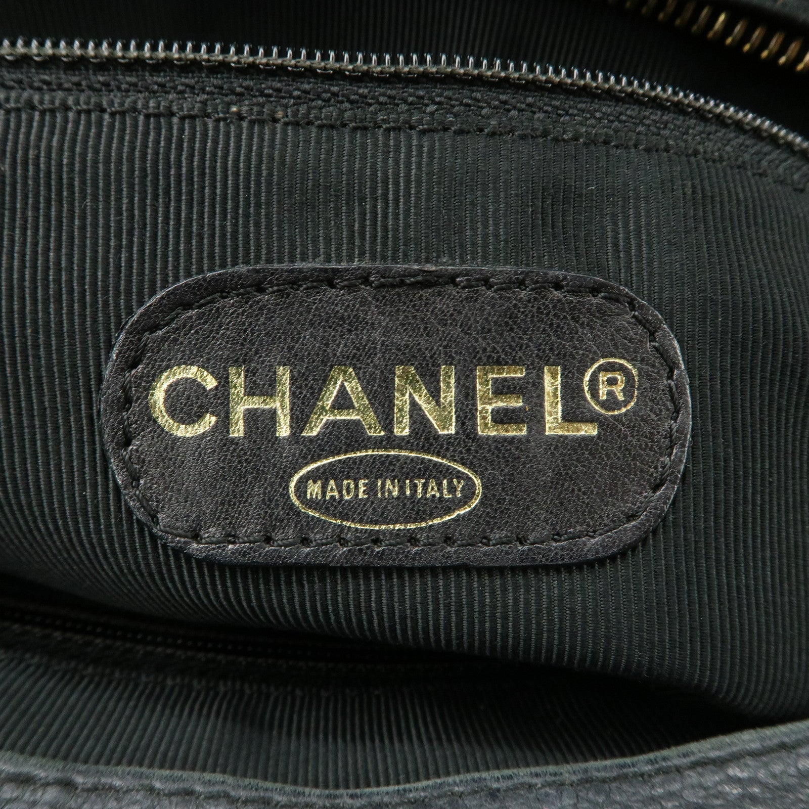 CHANEL Triple COCO Mark Caviarskin Chain Shoulder Bag Black