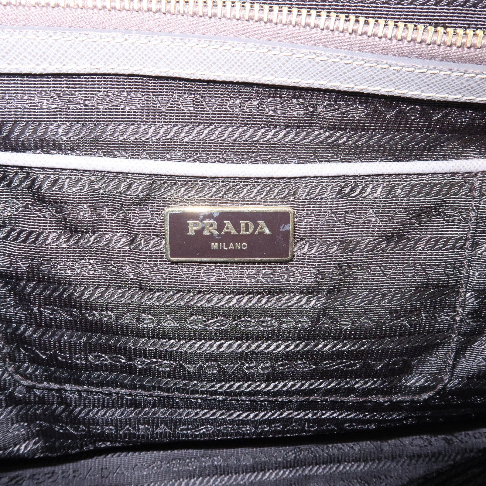 PRADA Triangle Logo Galleria Saffiano Leather Tote Hand Bag Gray
