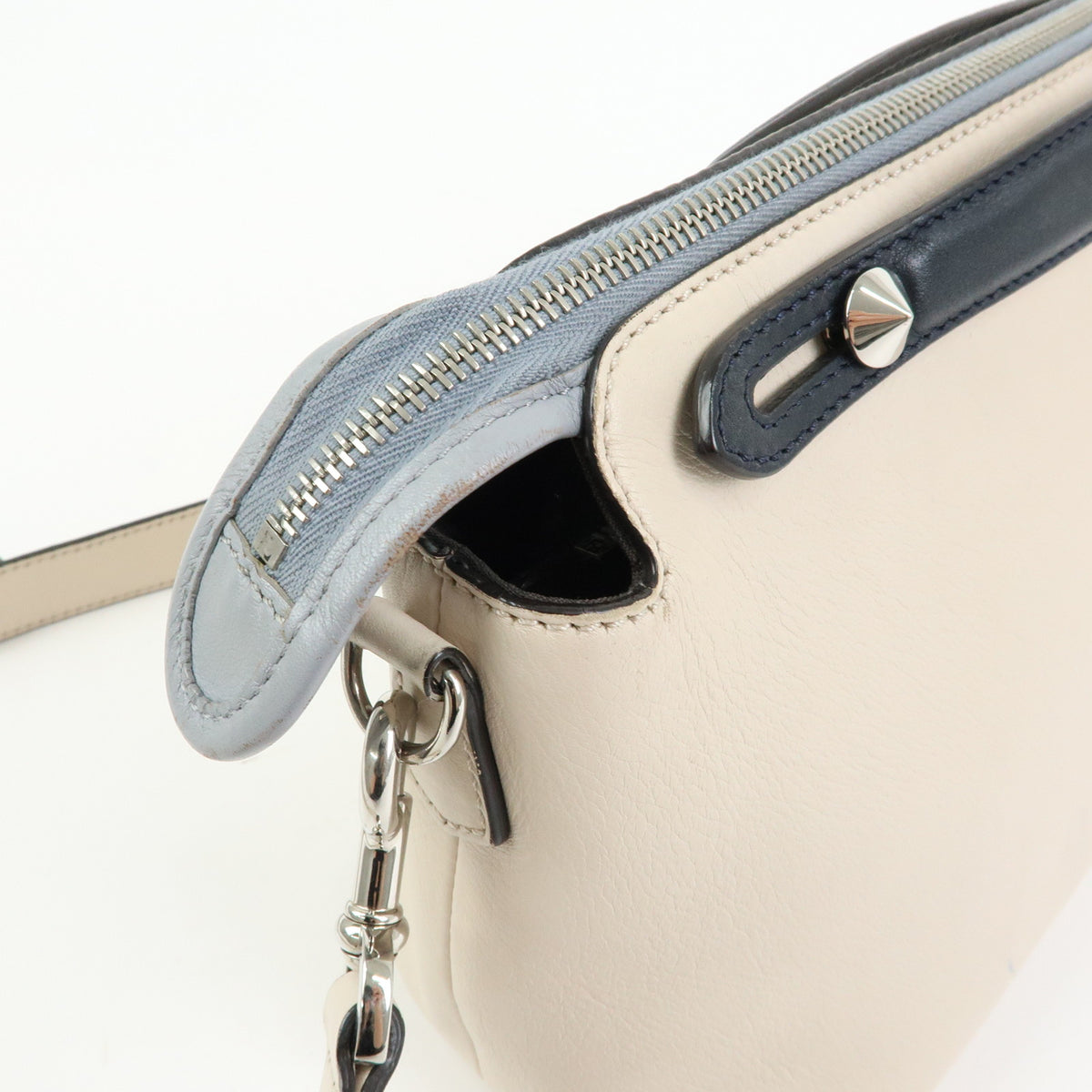 FENDI By The Way Leather Medium 2Way Hand Shoulder Bag Ivory 8BL124