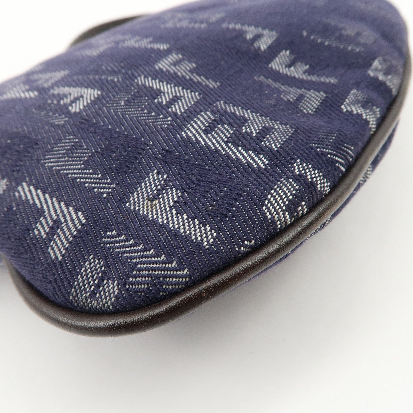 FENDI Zucchino Canvas Leather Shoulder Bag Hand bag Navy 8BR248 Used