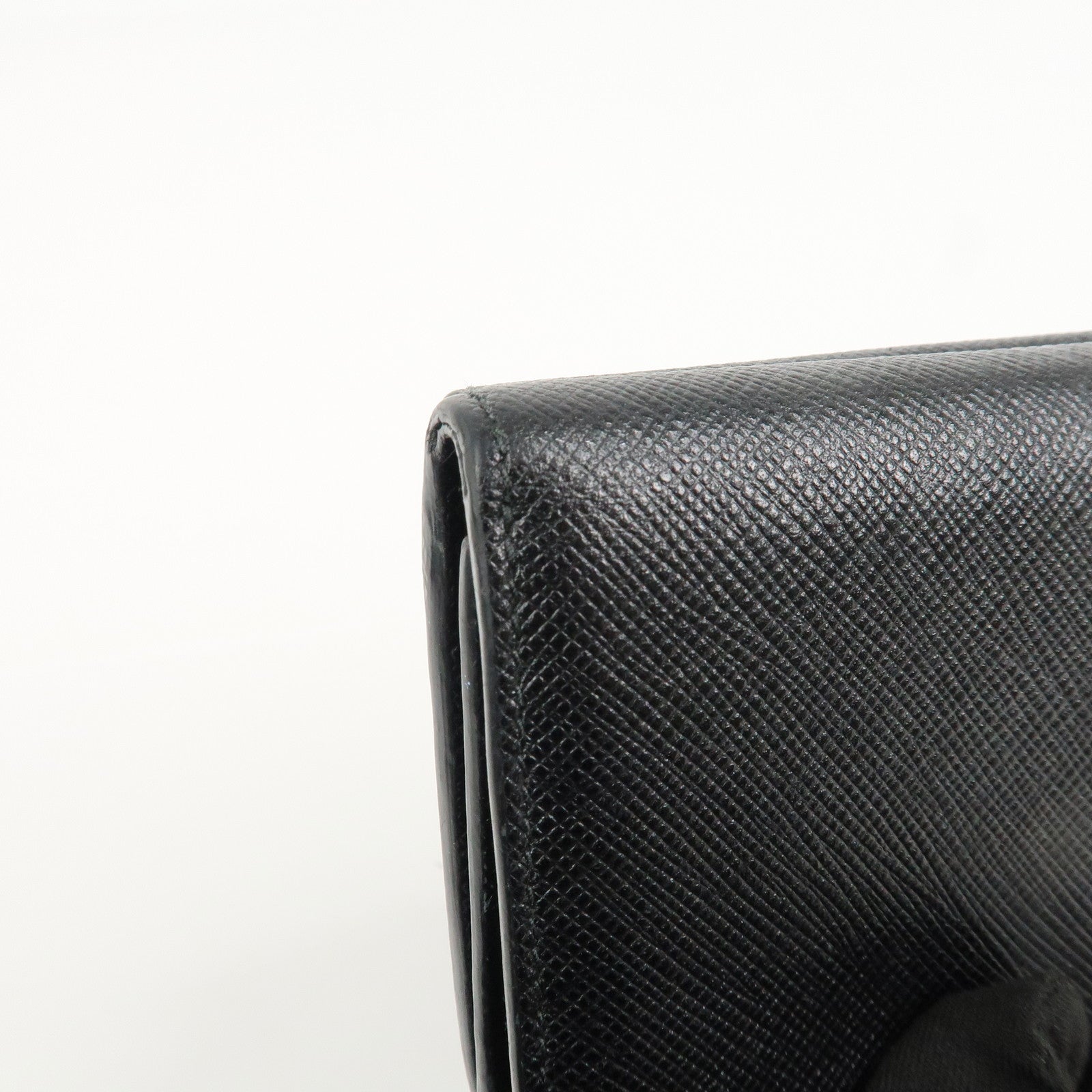 PRADA Logo Saffiano Metal Tri-fold Small Wallet Black 1MH021