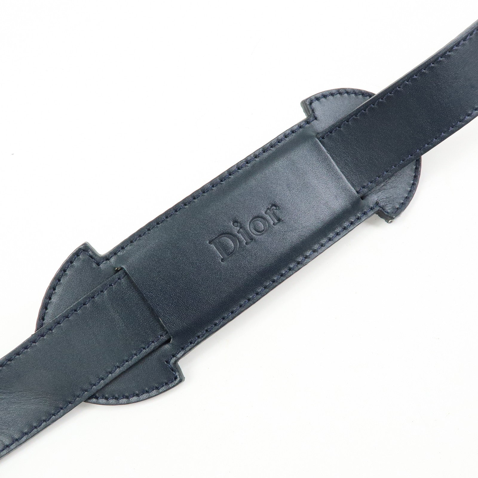 Christian Dior Trotter Jacquard Leather Shoulder Crossbody Bag Navy