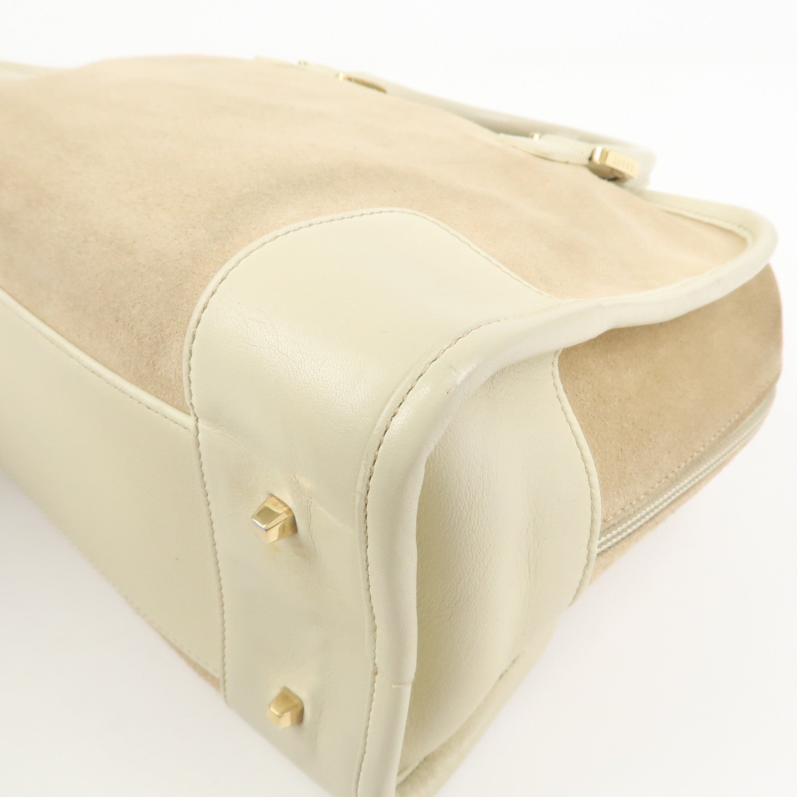 LOEWE Anagram Amazona 28 Suede Leather Hand Bag Beige Ivory