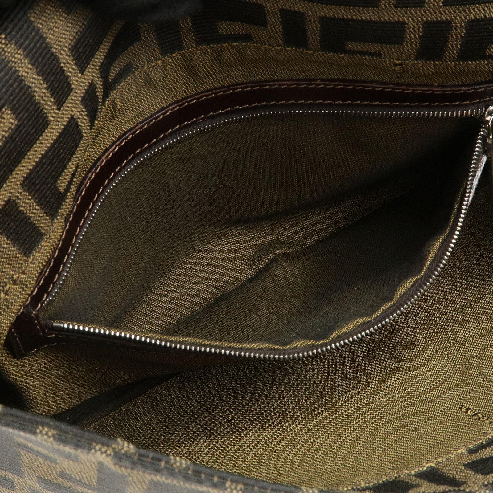 FENDI Zucca Canvas Leather Shoulder Bag Hand Bag Brown 26640