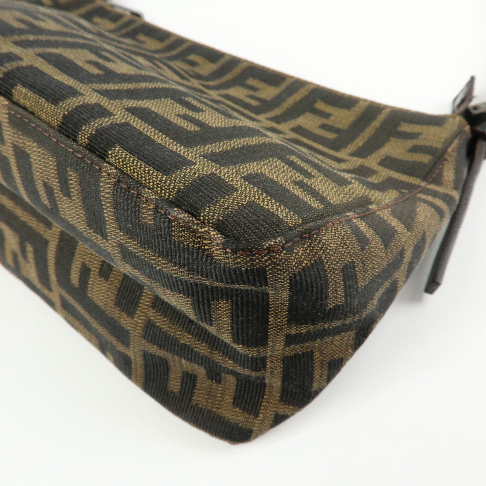 FENDI Zucca Canvas Leather Hand Bag Shoulder Bag Brown 8BR156