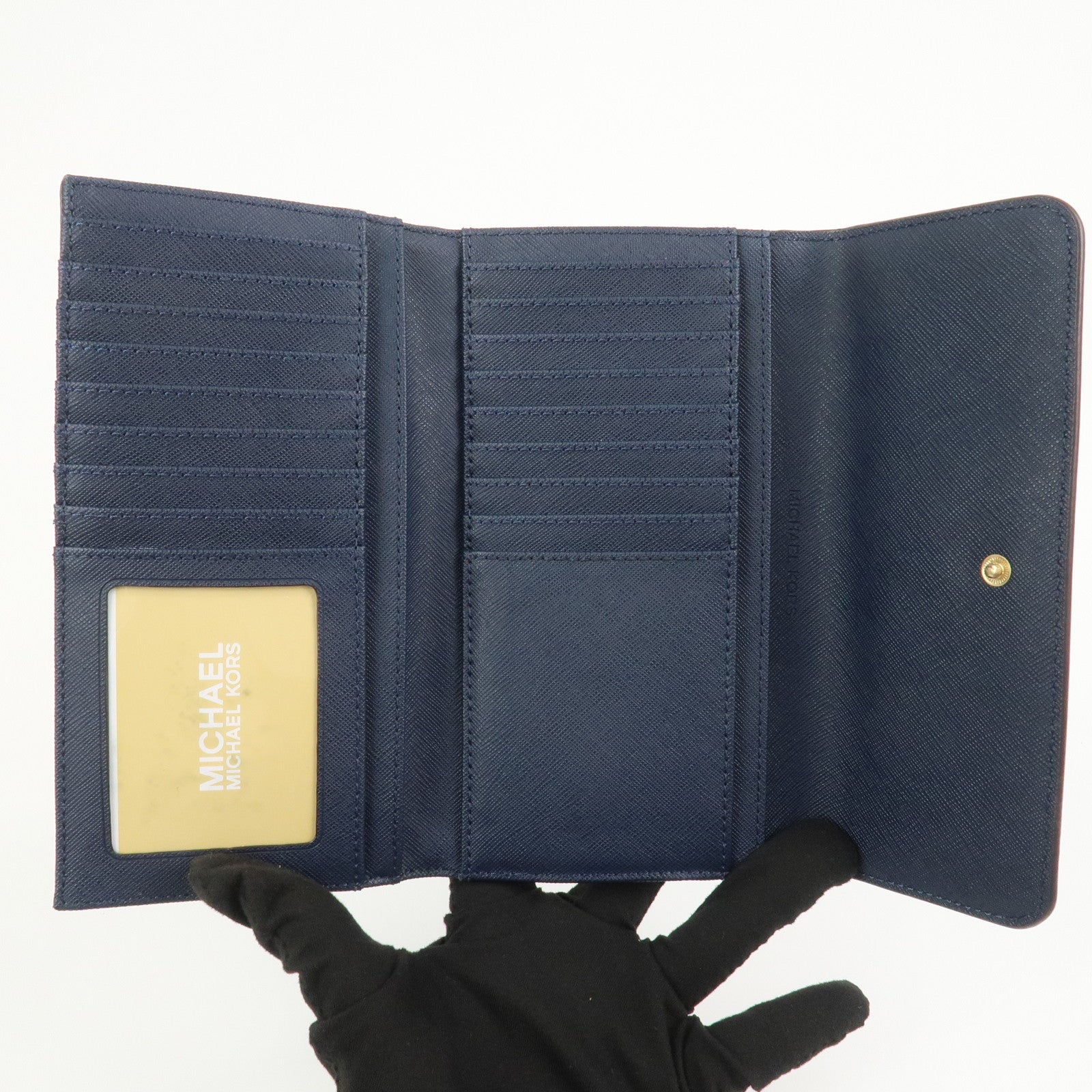 MICHAEL KORS MK Signature PVC Bi-fold Long Wallet Light Blue White