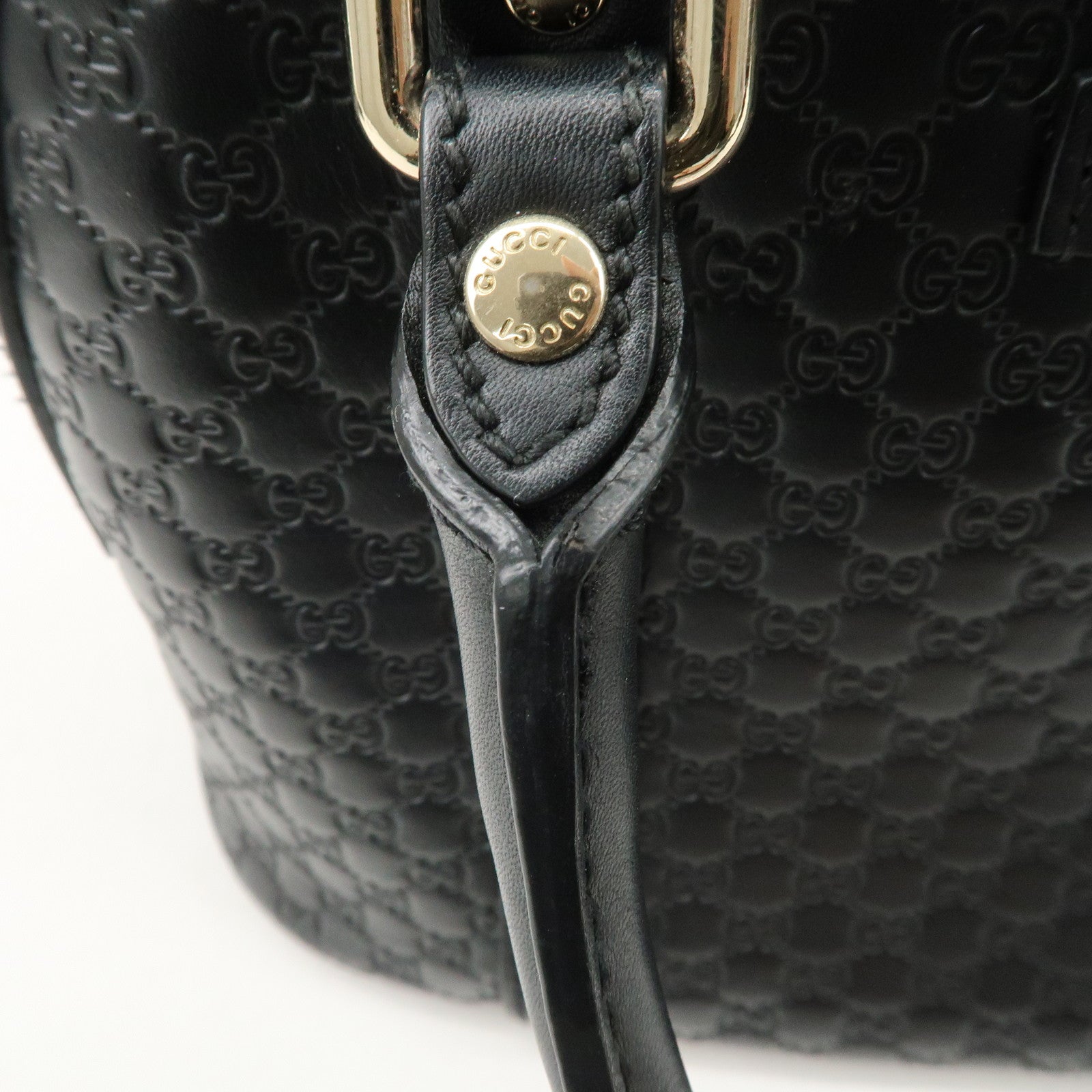 GUCCI Micro Guccissima Leather 2 Way Hand Bag Black 449654 Used