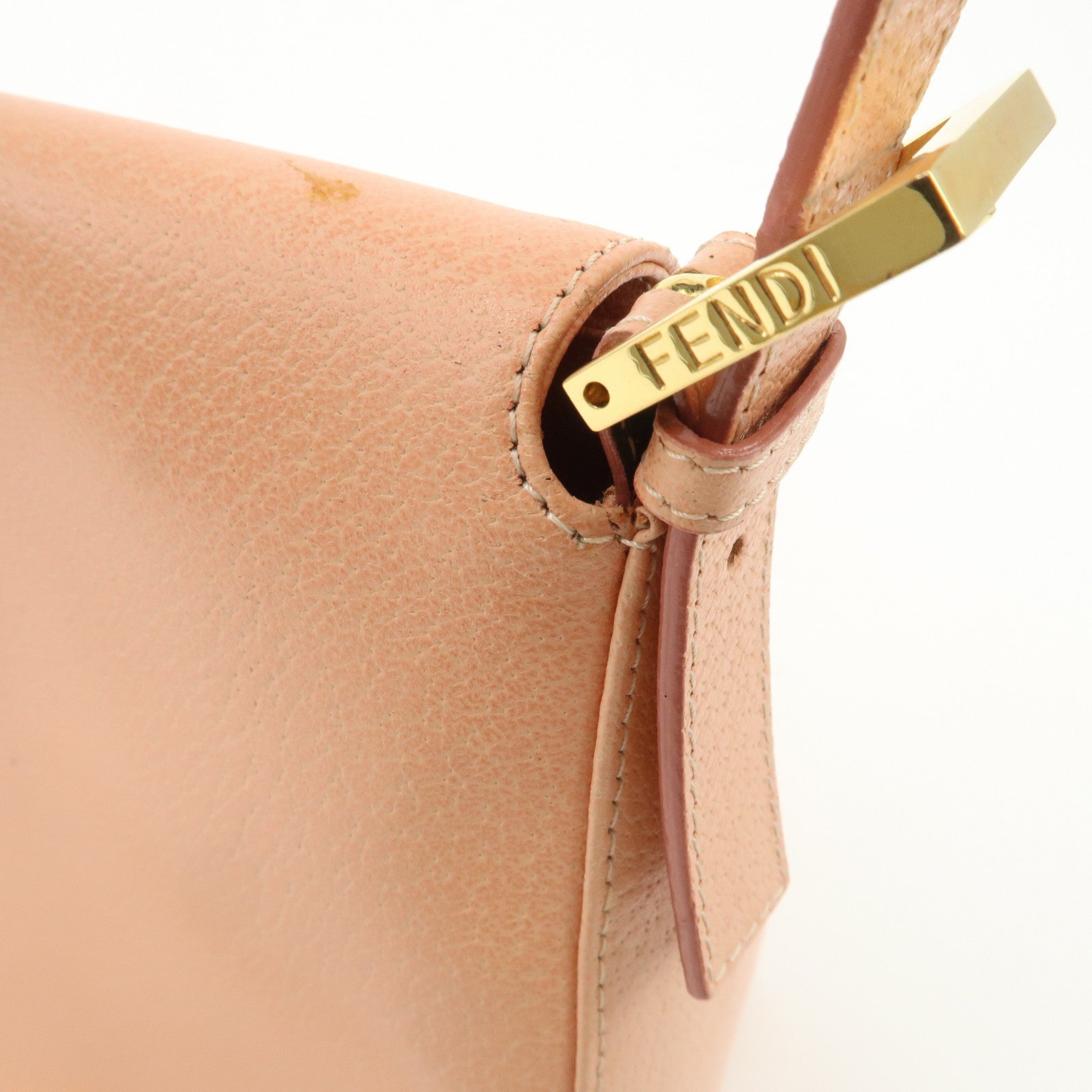 FENDI Mamma Baguette Leather Hand Bag Shoulder Bag Pink 26325