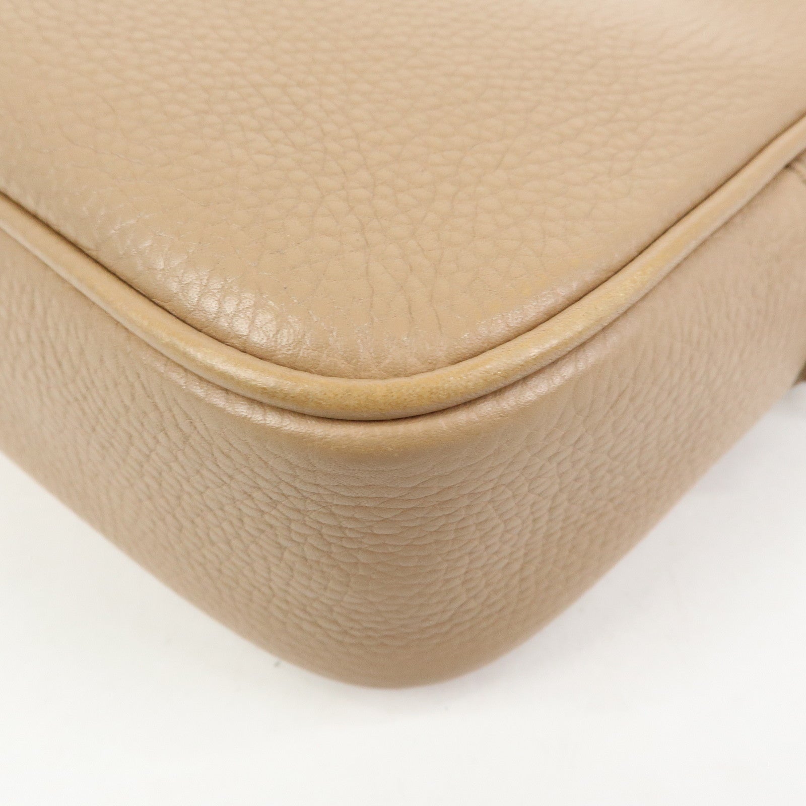 GUCCI SOHO Interlocking G Leather Shoulder Bag Beige 308364