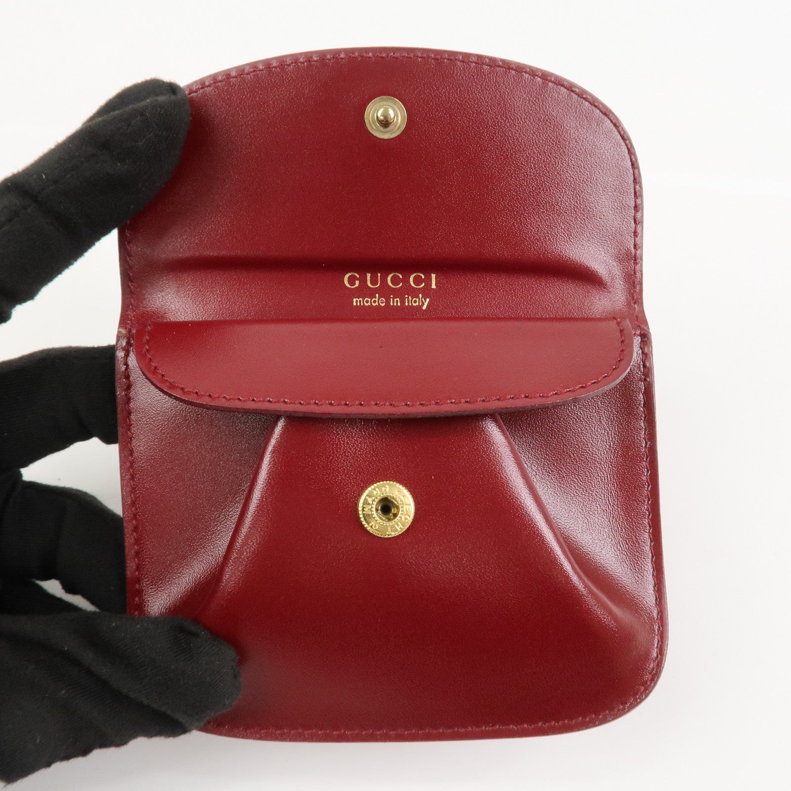 GUCCI Logo Leather Coin Case Coin Purse Red 030.2091