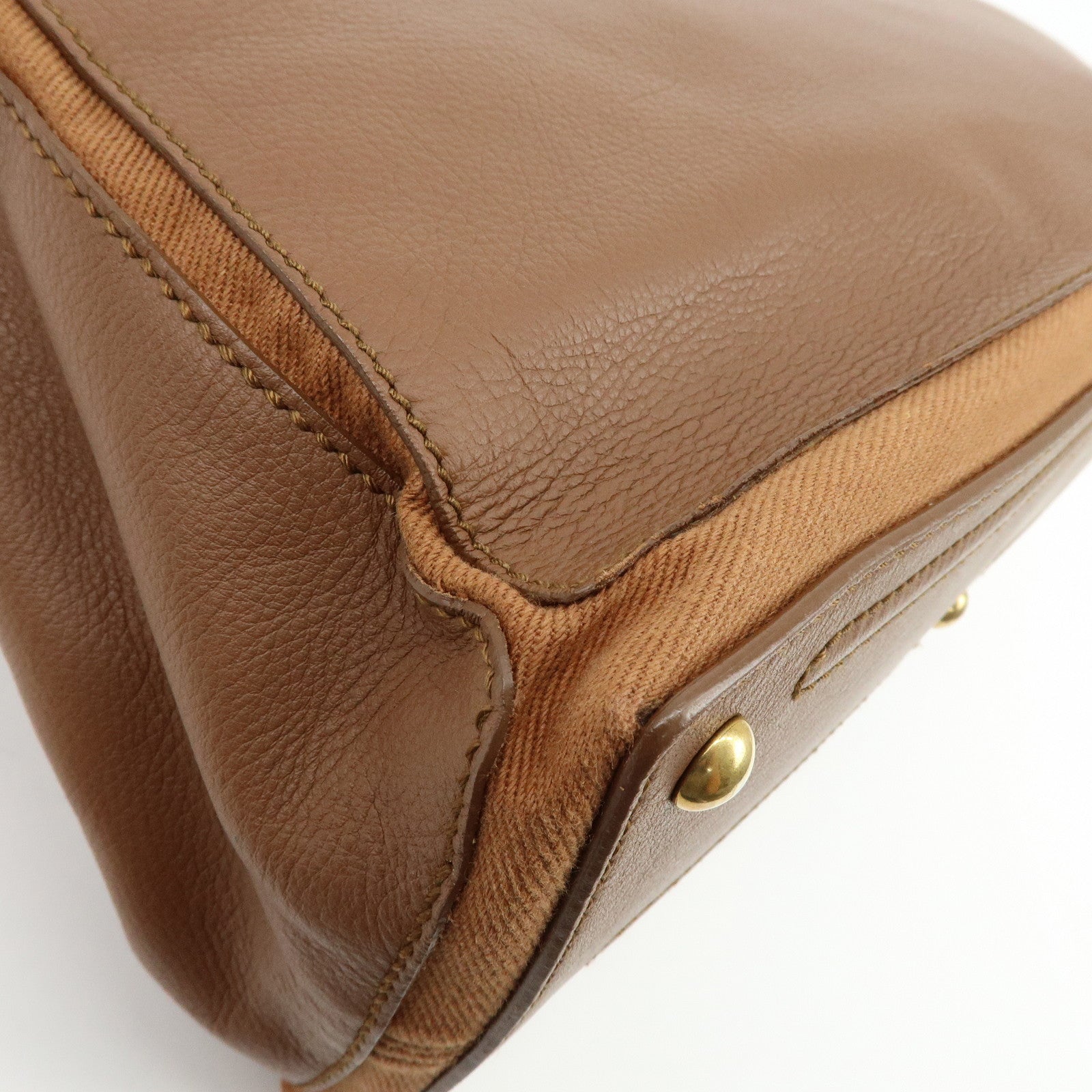SAINT LAURENT PARIS Muse Two Leather Canvas Hand Bag Brown 229630