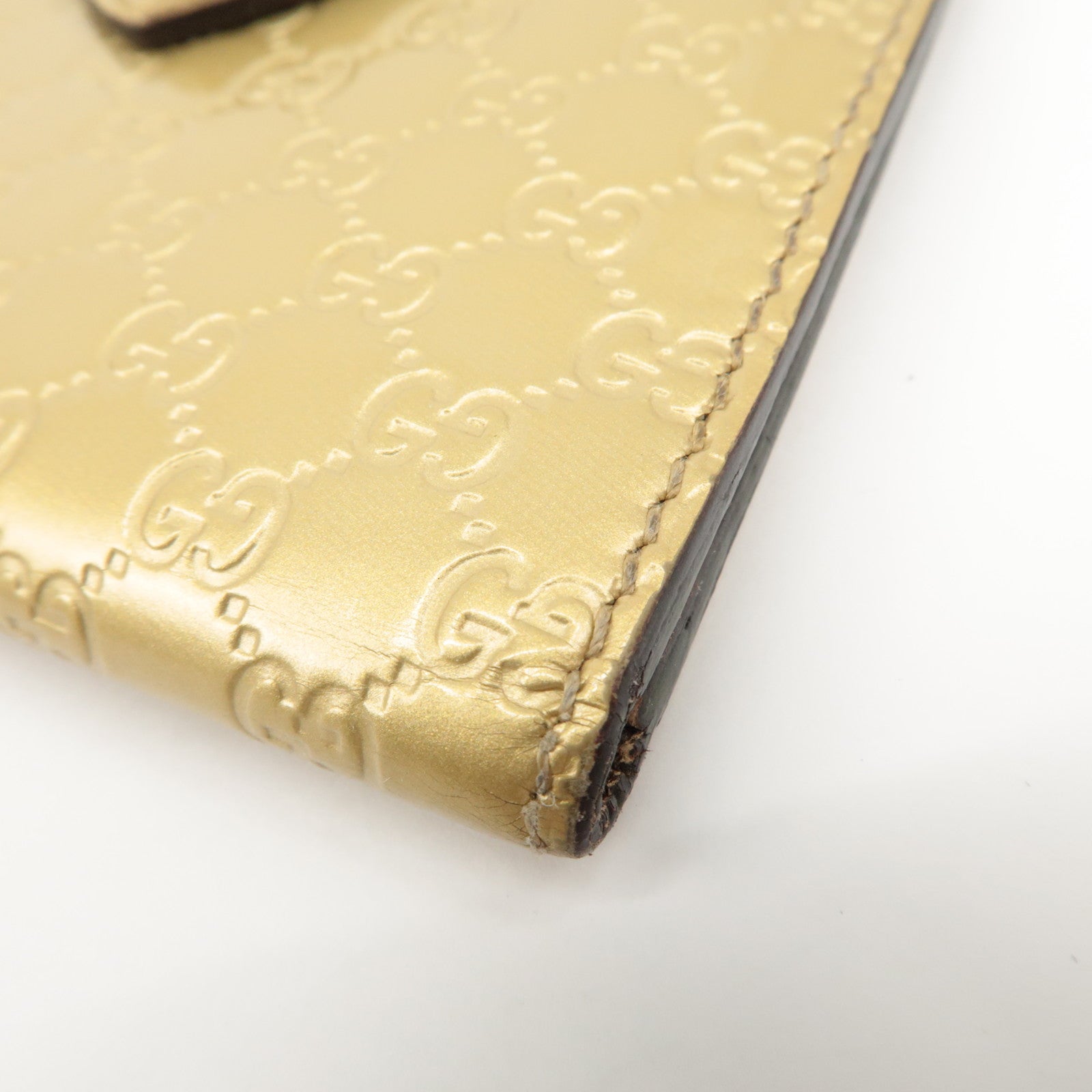 GUCCI Micro Guccissima Leather Card Case Gold 224261 Used